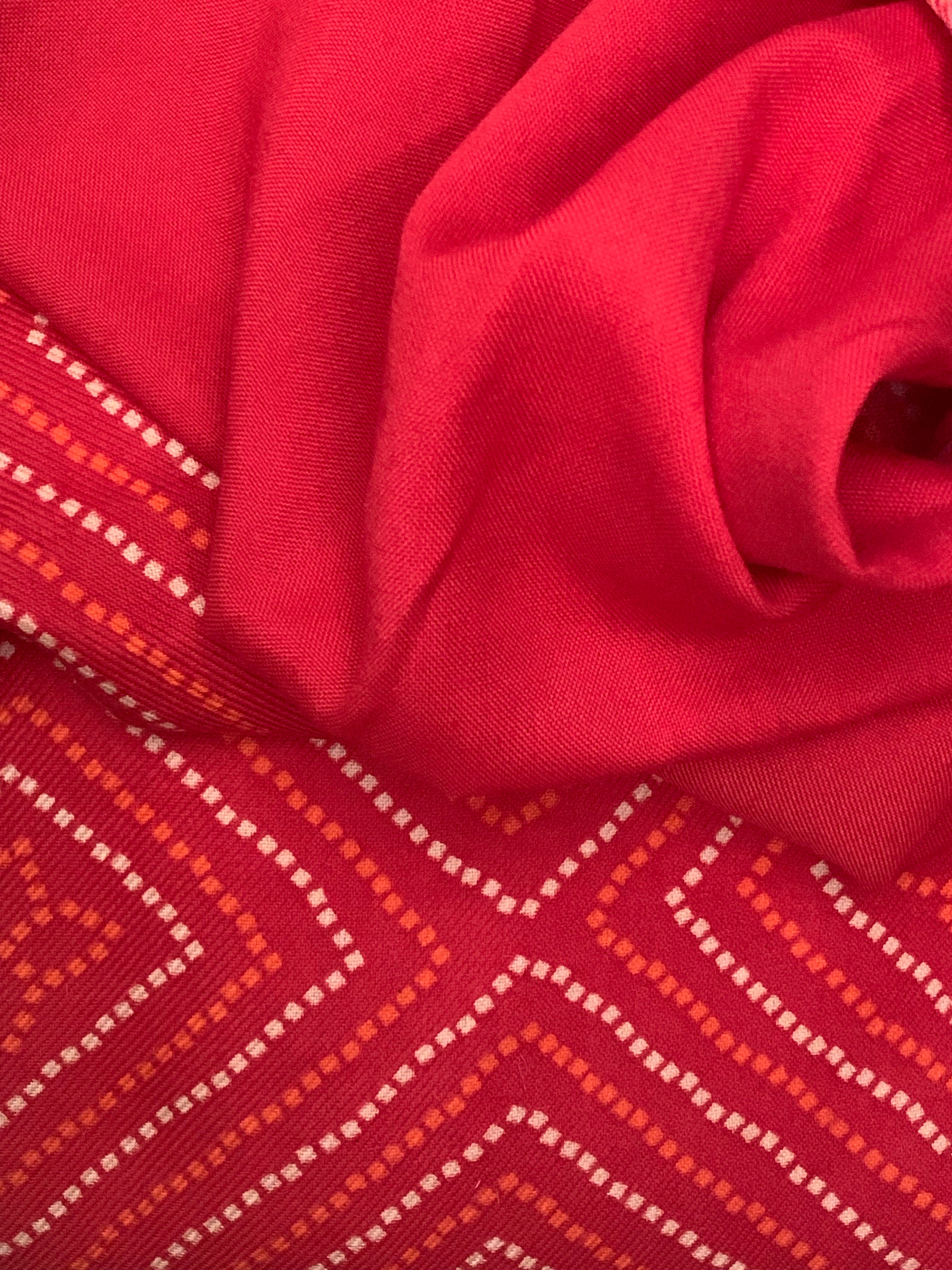 Vermilion Red Wool Pashmina Suit