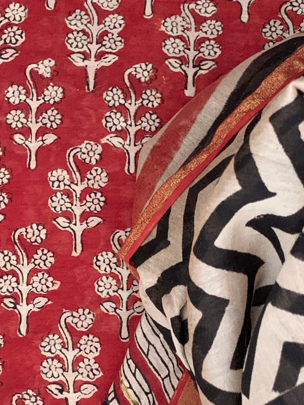 Handblock Chanderi Suit