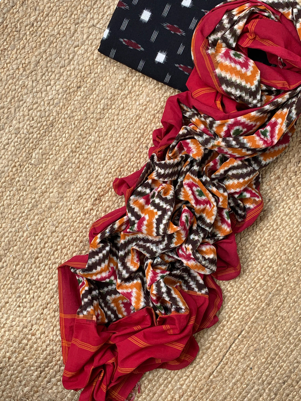 Handwoven Double Ikat Kurta Dupatta Set