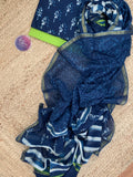Handblock chanderi suit