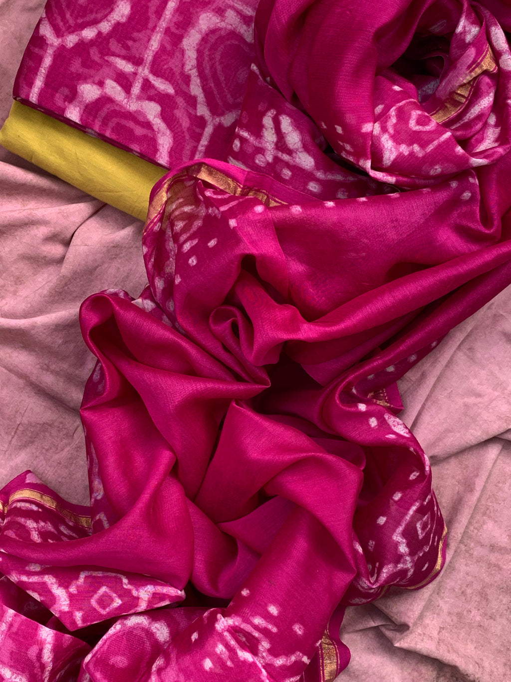 Handblock Chanderi Suit