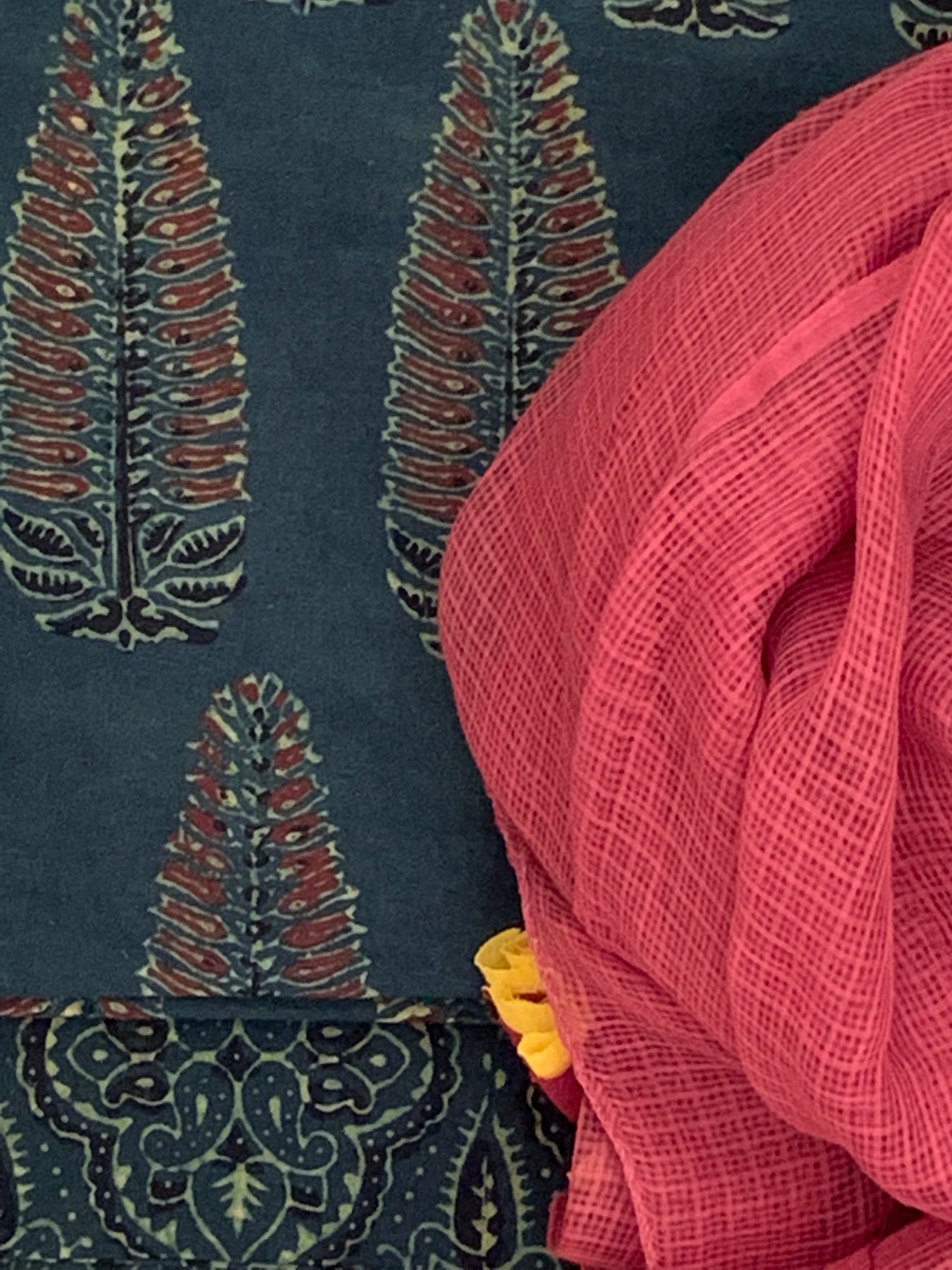 Handblock Ajrakh Cotton Kota Suit