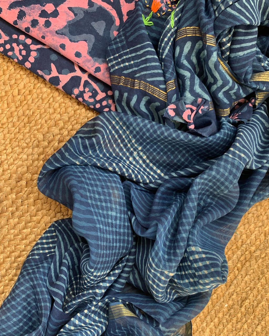 Handblock Cotton Chanderi Suit