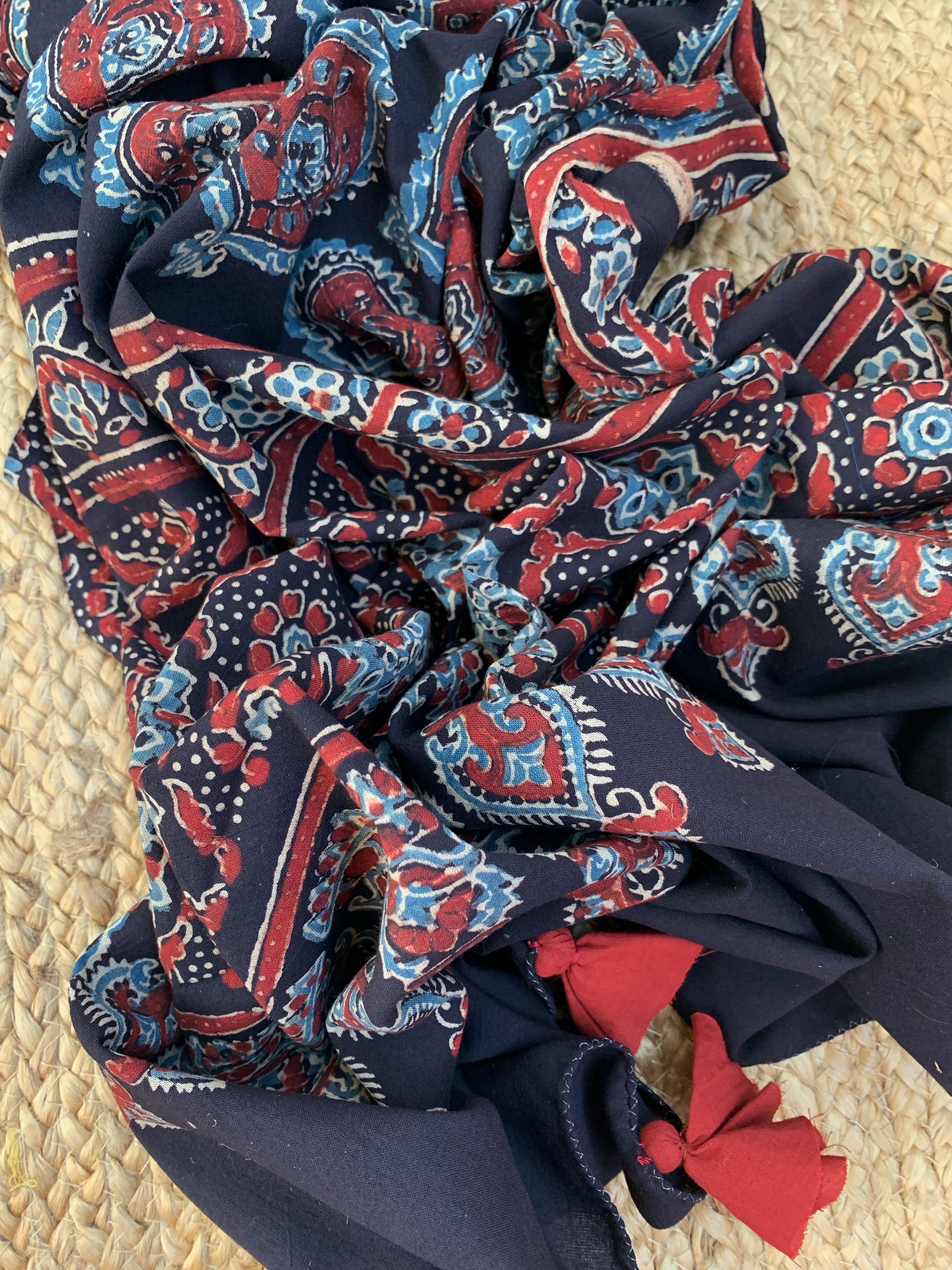 Handblock Ajrakh Cotton Suit