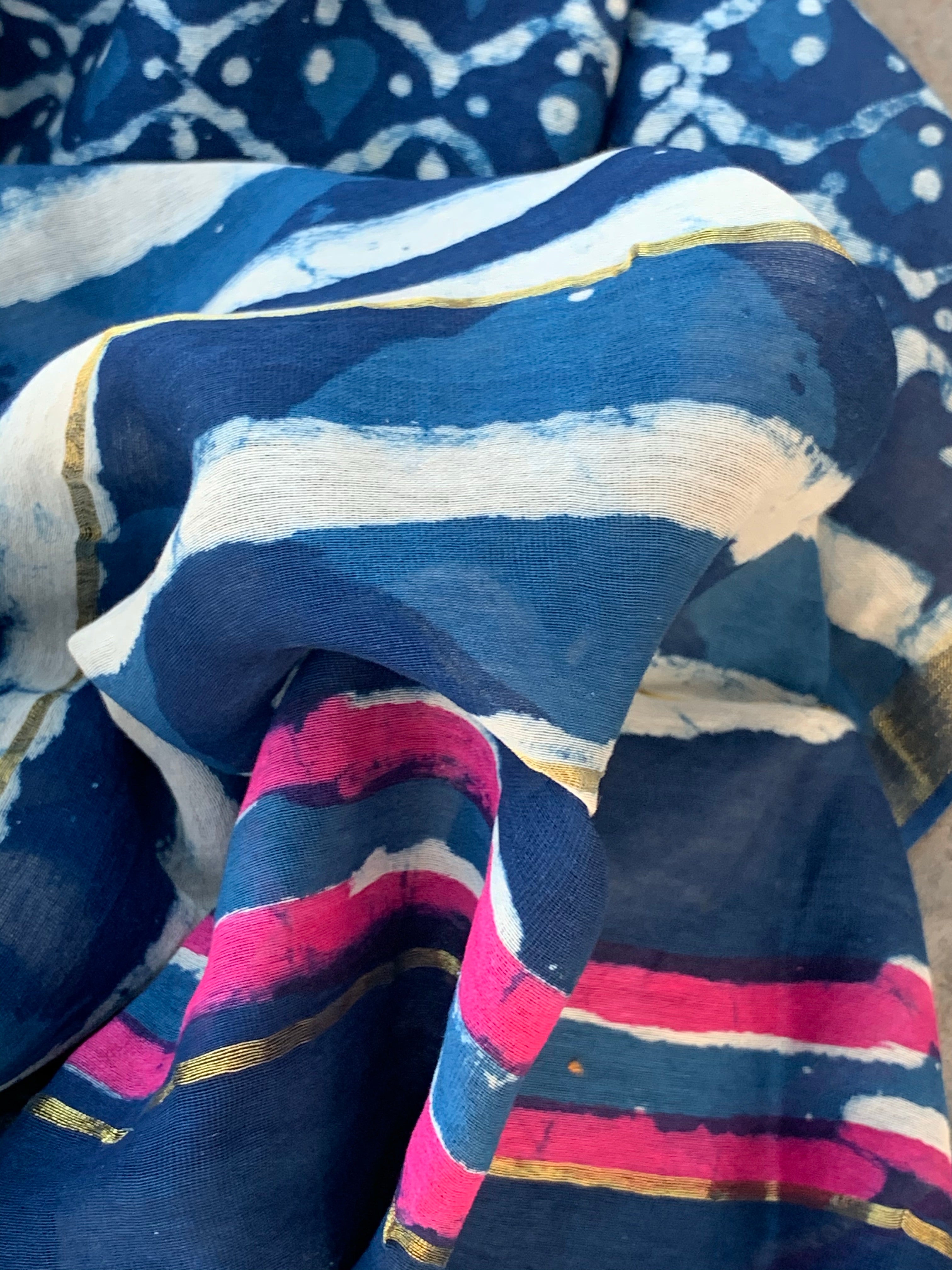 Handblock chanderi suit