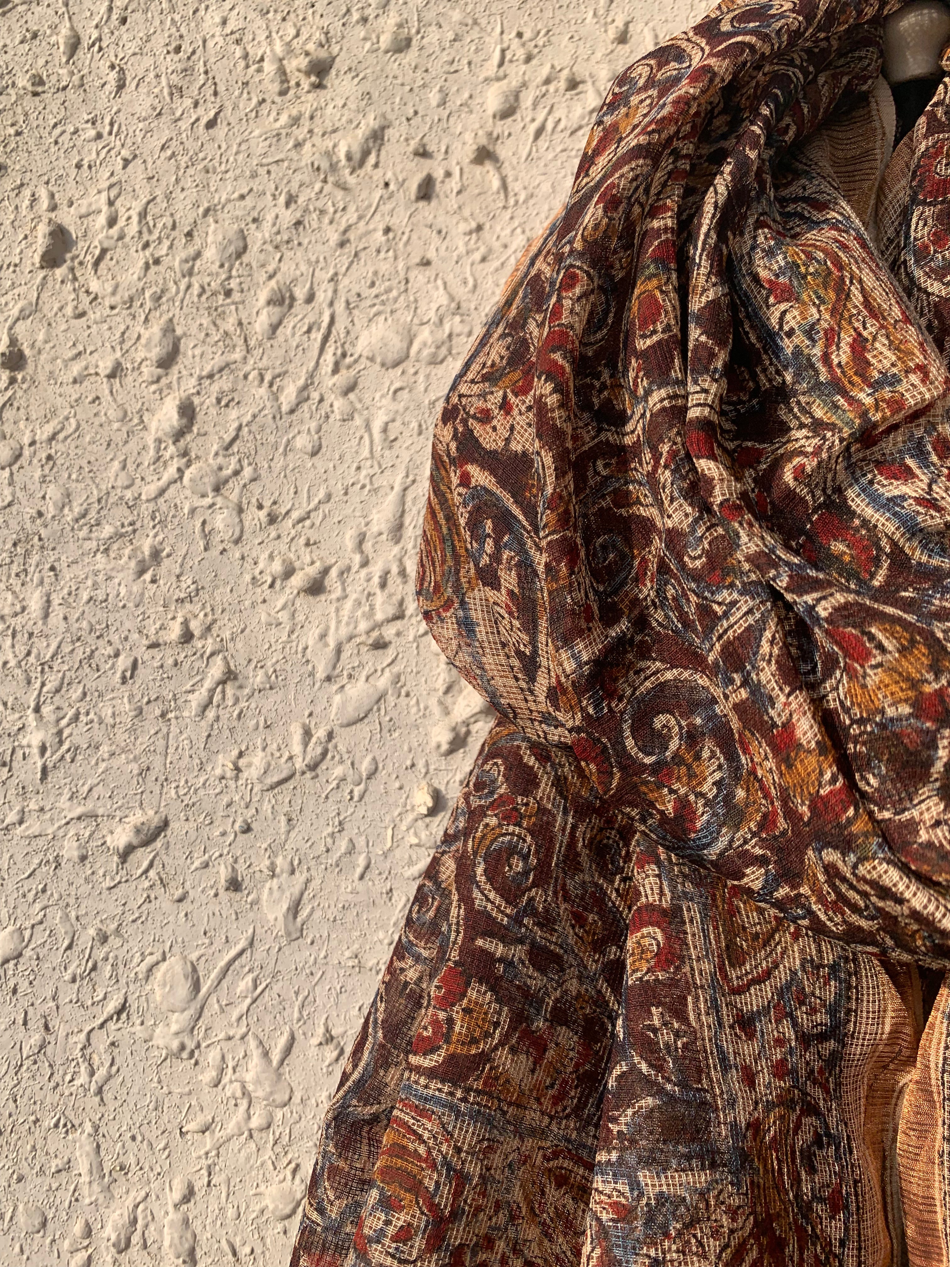 Handwoven and Handblock Natural Dye Kalamkari Kota Dupatta