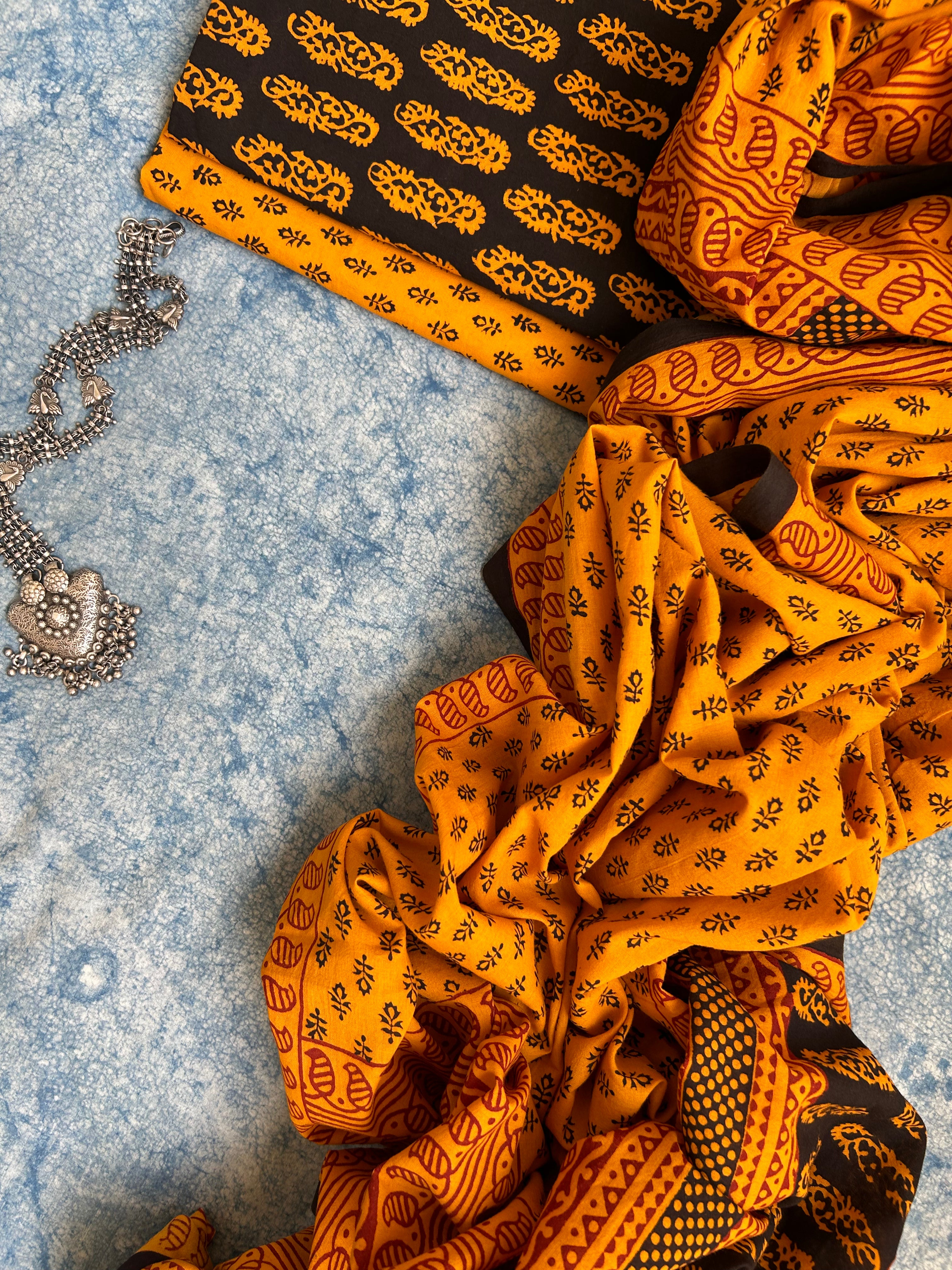 Natural Dyed Bagh Block Print Cotton Suit