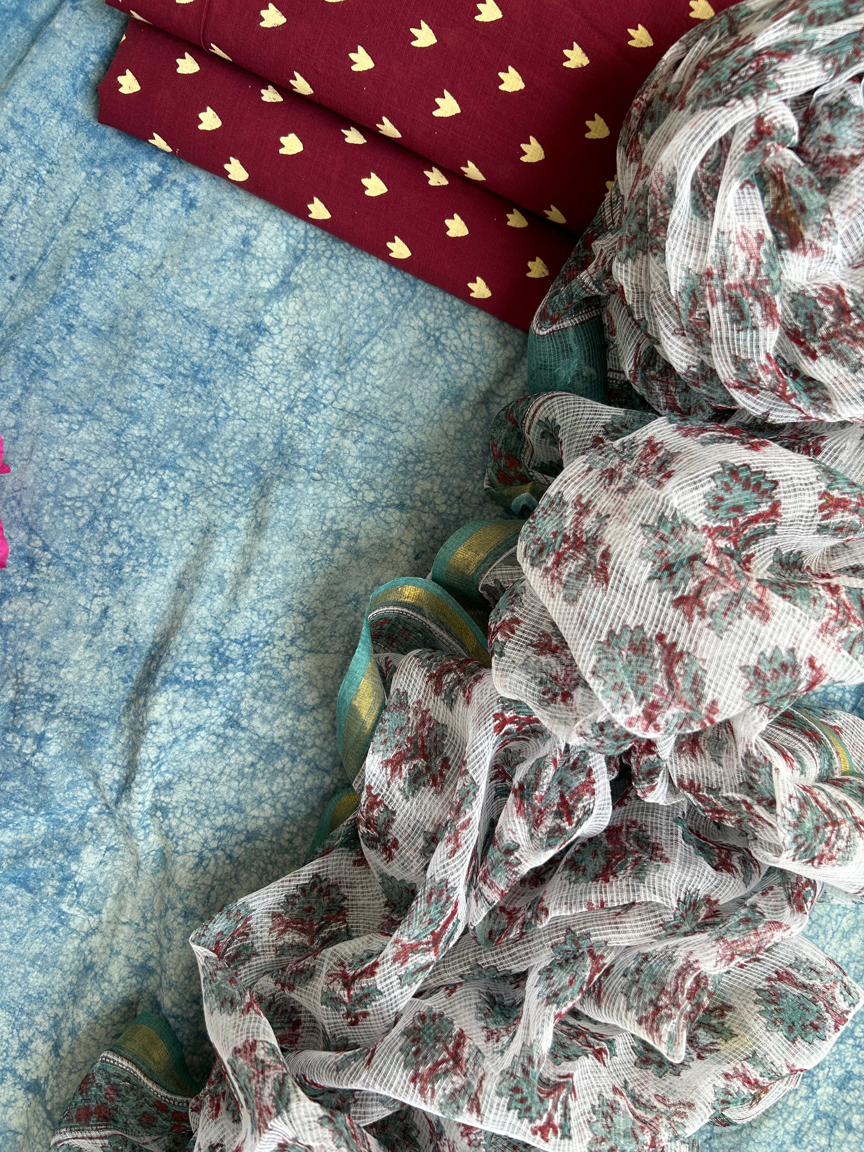 Handcrafted Cotton Kota Dupatta Suit