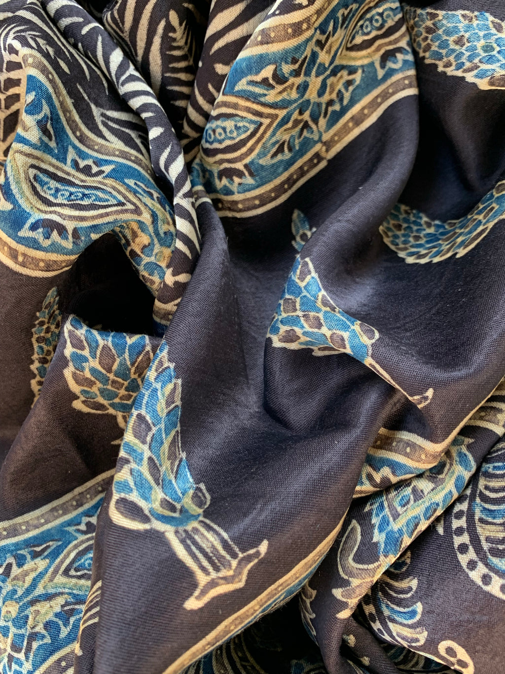 Hand Block Natural Dyes Ajrakh Mashru Silk Kurta Dupatta Set