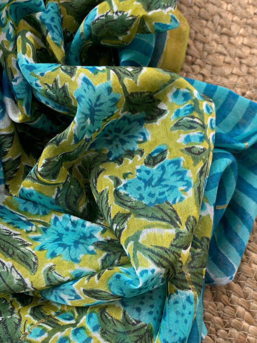 Handblock Chanderi Silk Cotton Suit