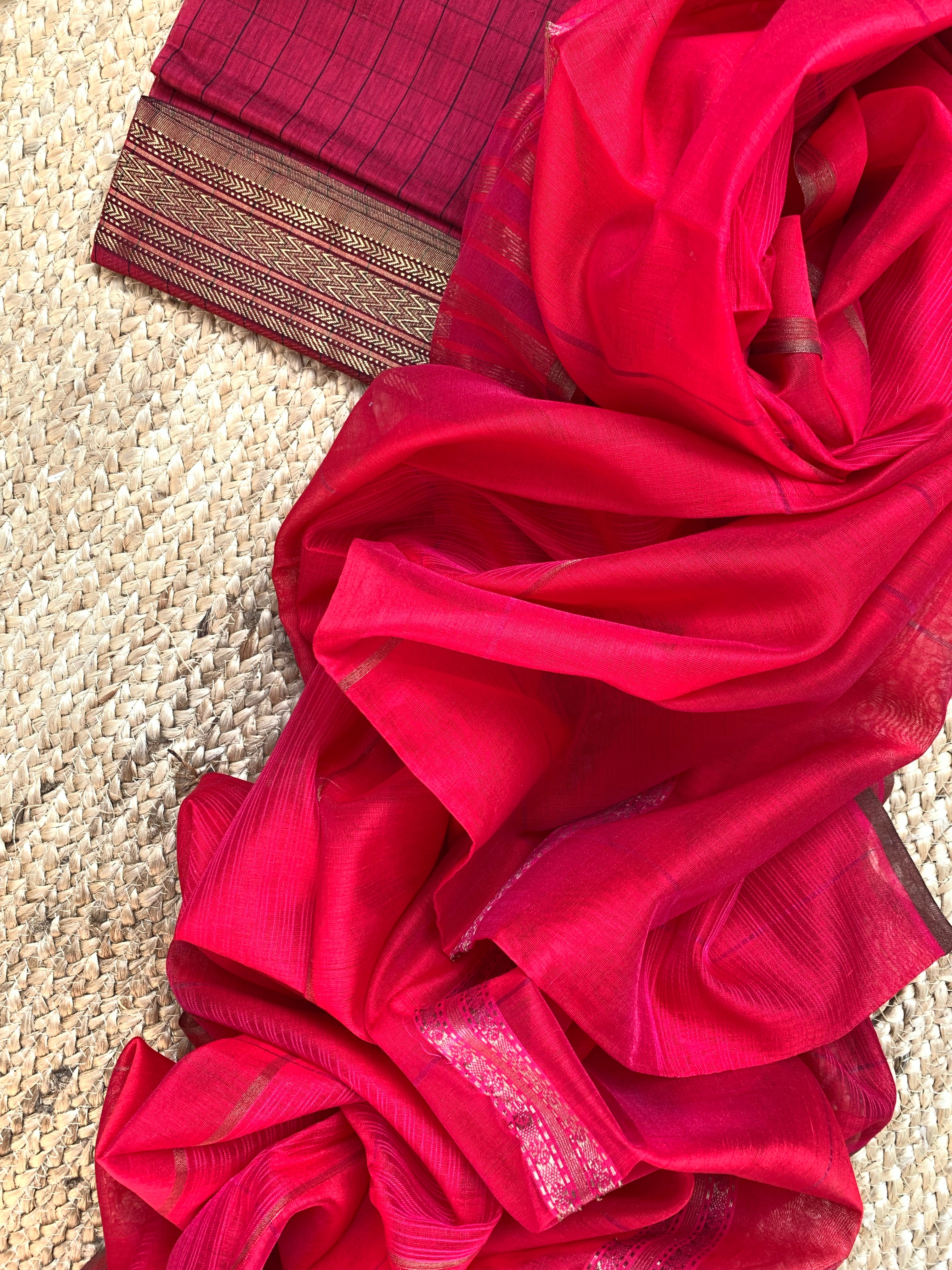 Handwoven Maheshwari Kurta dupatta set