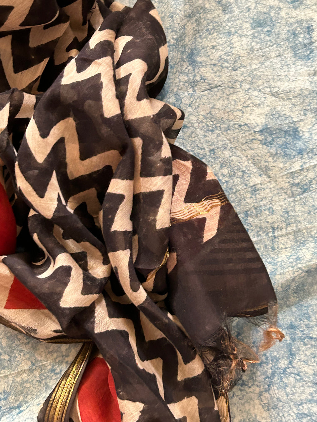 Handblock Printed Cotton Chanderi Dupatta Suit