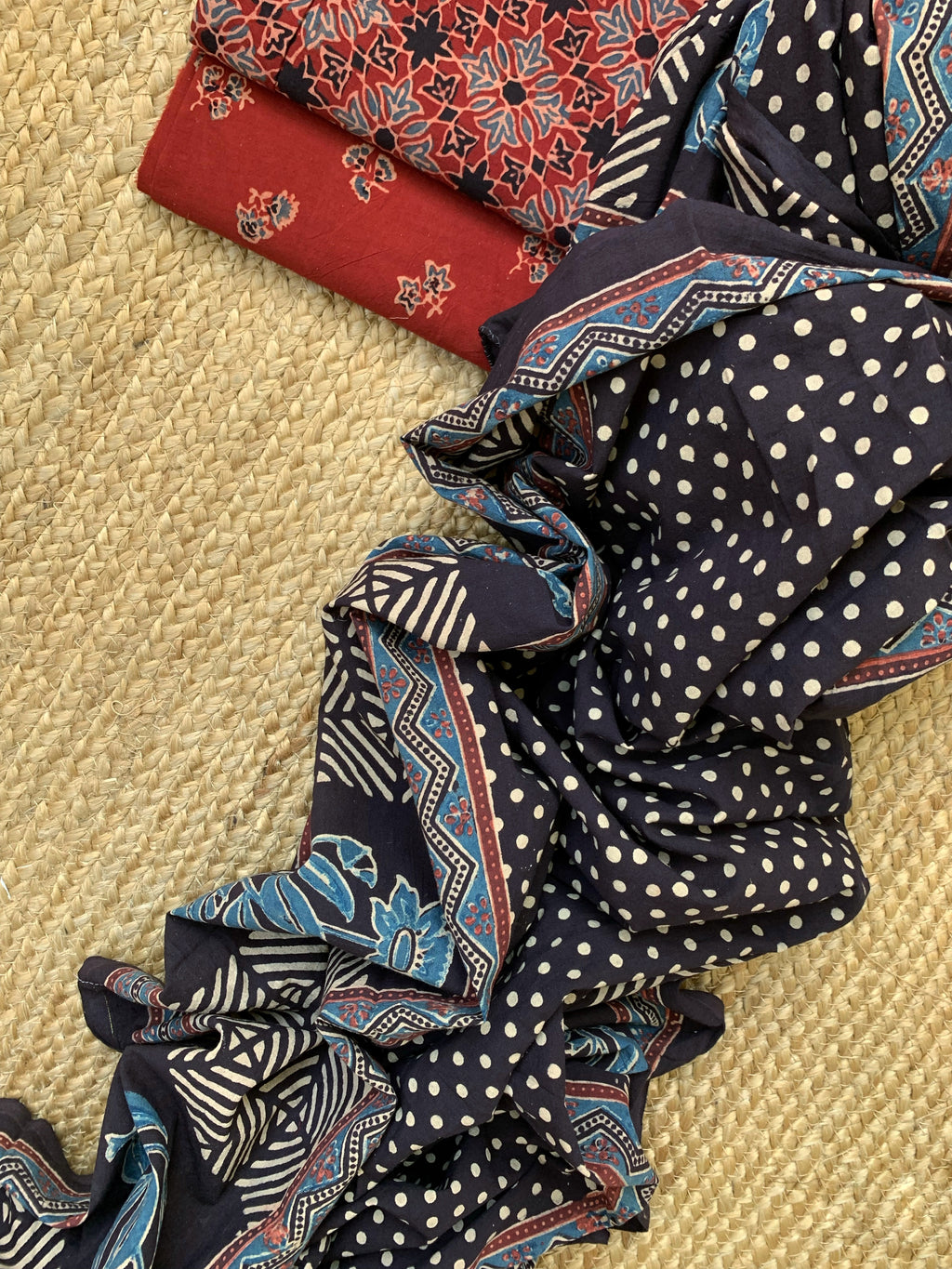 Natural Dyes Handblock Ajrakh Cotton Suit