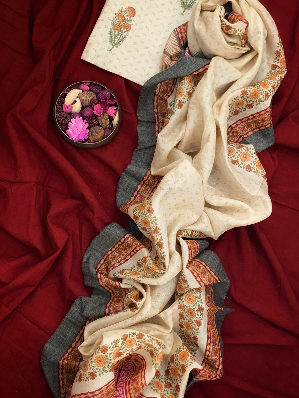Tussar Munga Silk Kurta Dupatta Set