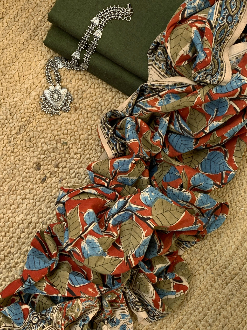 Handwoven Handcrafted Kalamkari Kurta Dupatta Set