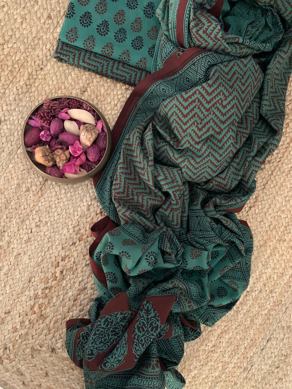 Natural Dyed Bagh Handblock Cotton Suit