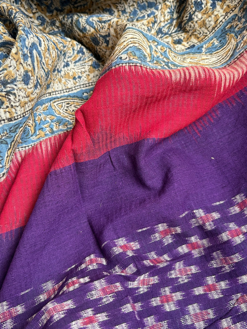 Handwoven Handcrafted Double Ikat Kalamkari Kurta Dupatta Set