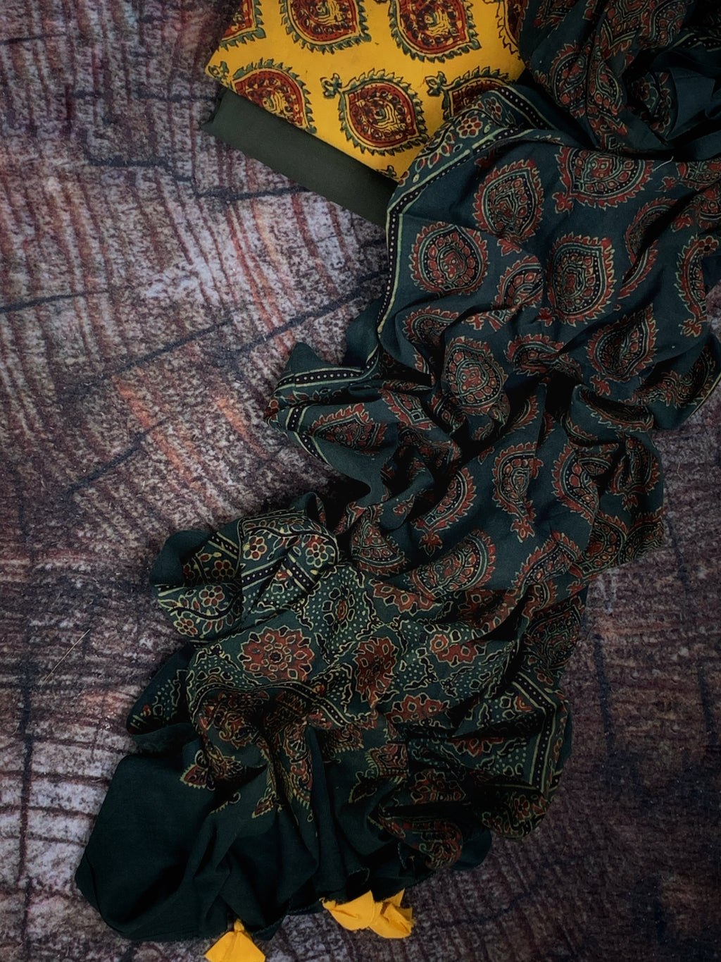 Handblock Ajrakh Cotton Suit