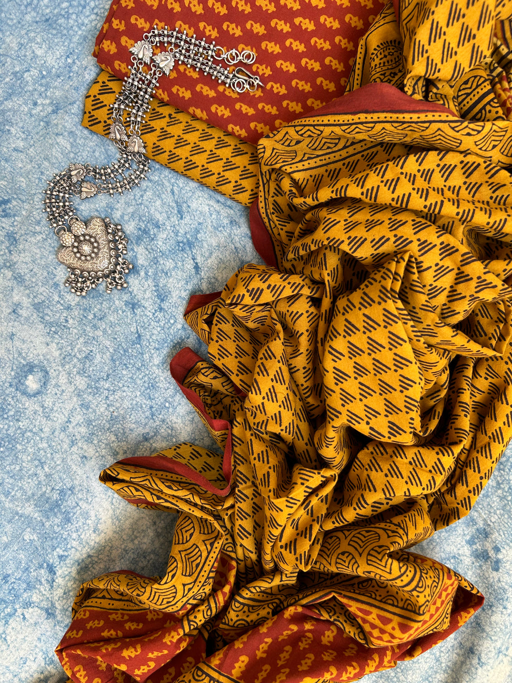 Natural Dyed Bagh Block Print Cotton Suit