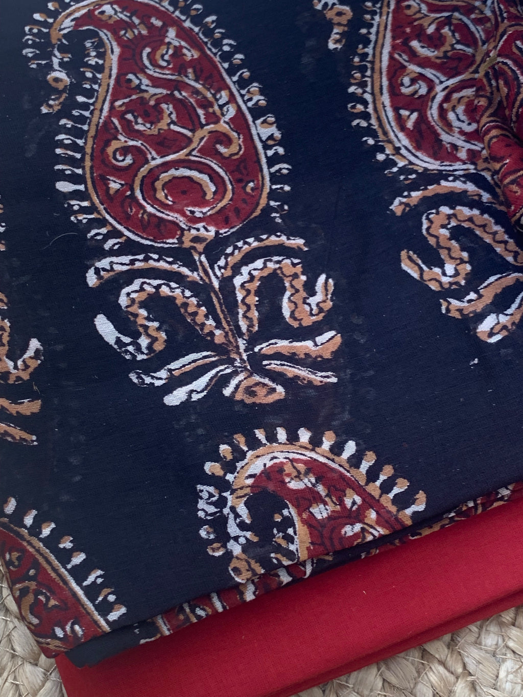 Handblock Chanderi Silk Cotton Suit