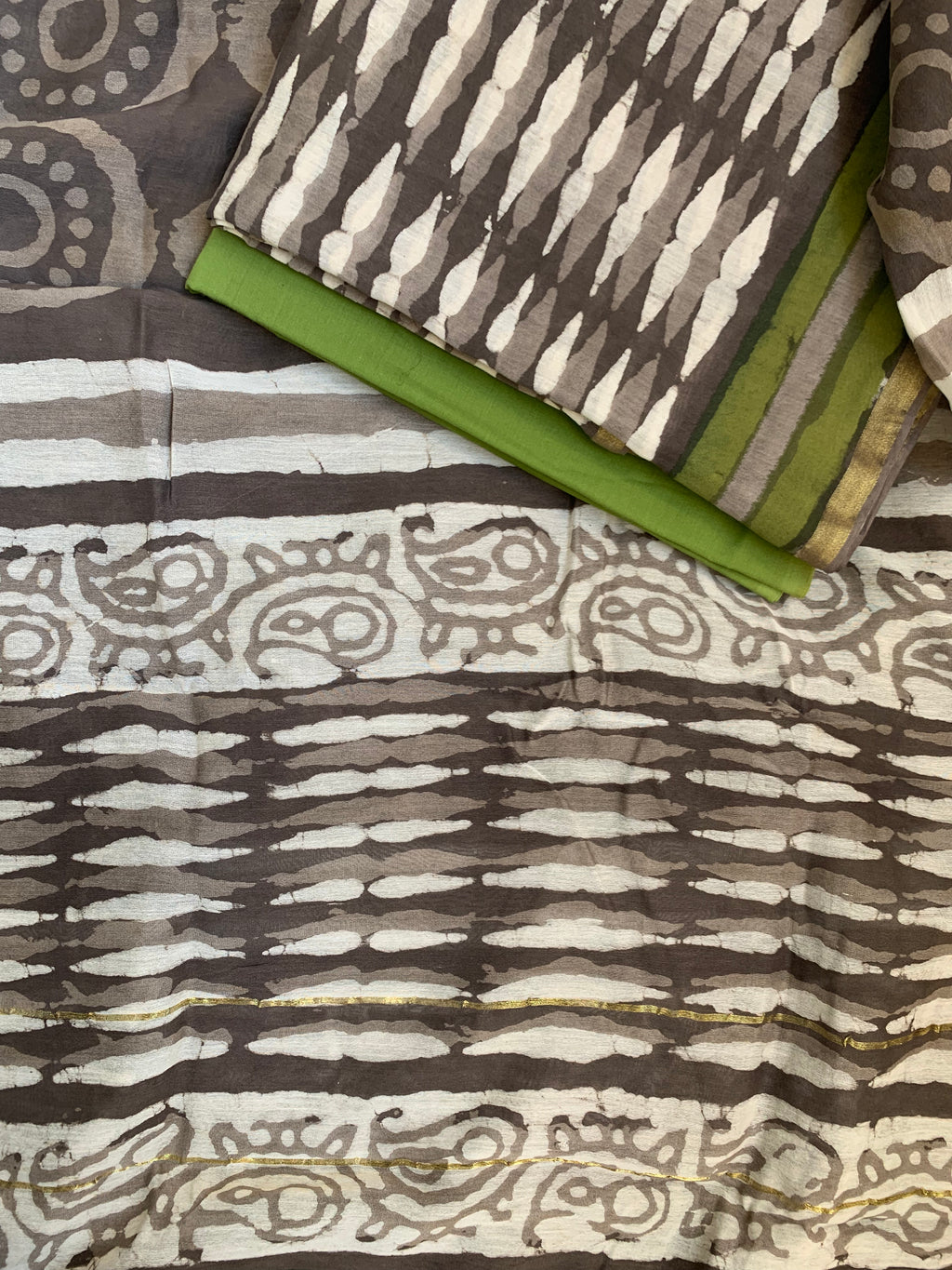 Handblock Chanderi Silk Cotton Suit