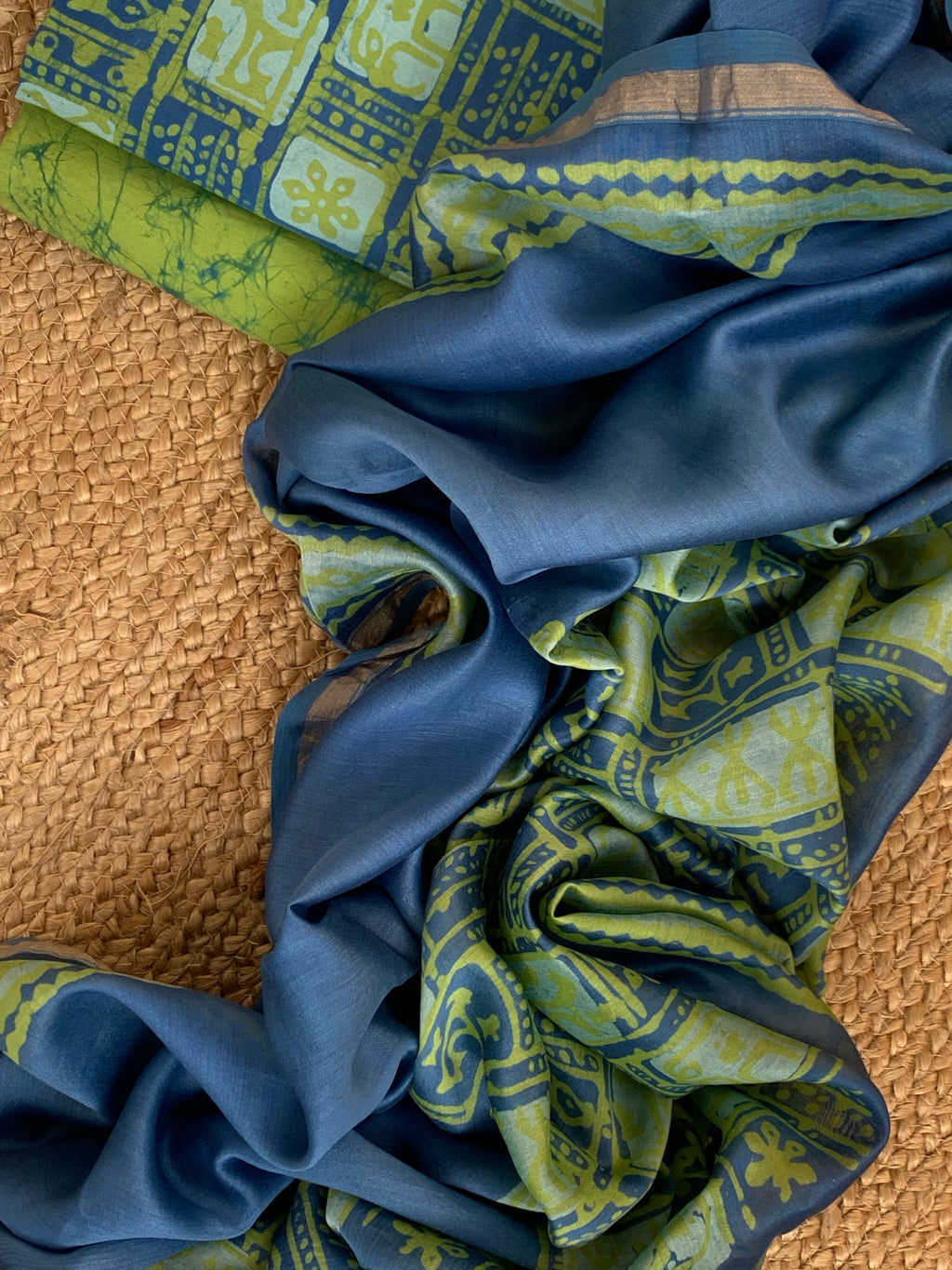 Handblock Batik Cotton Chanderi Suit