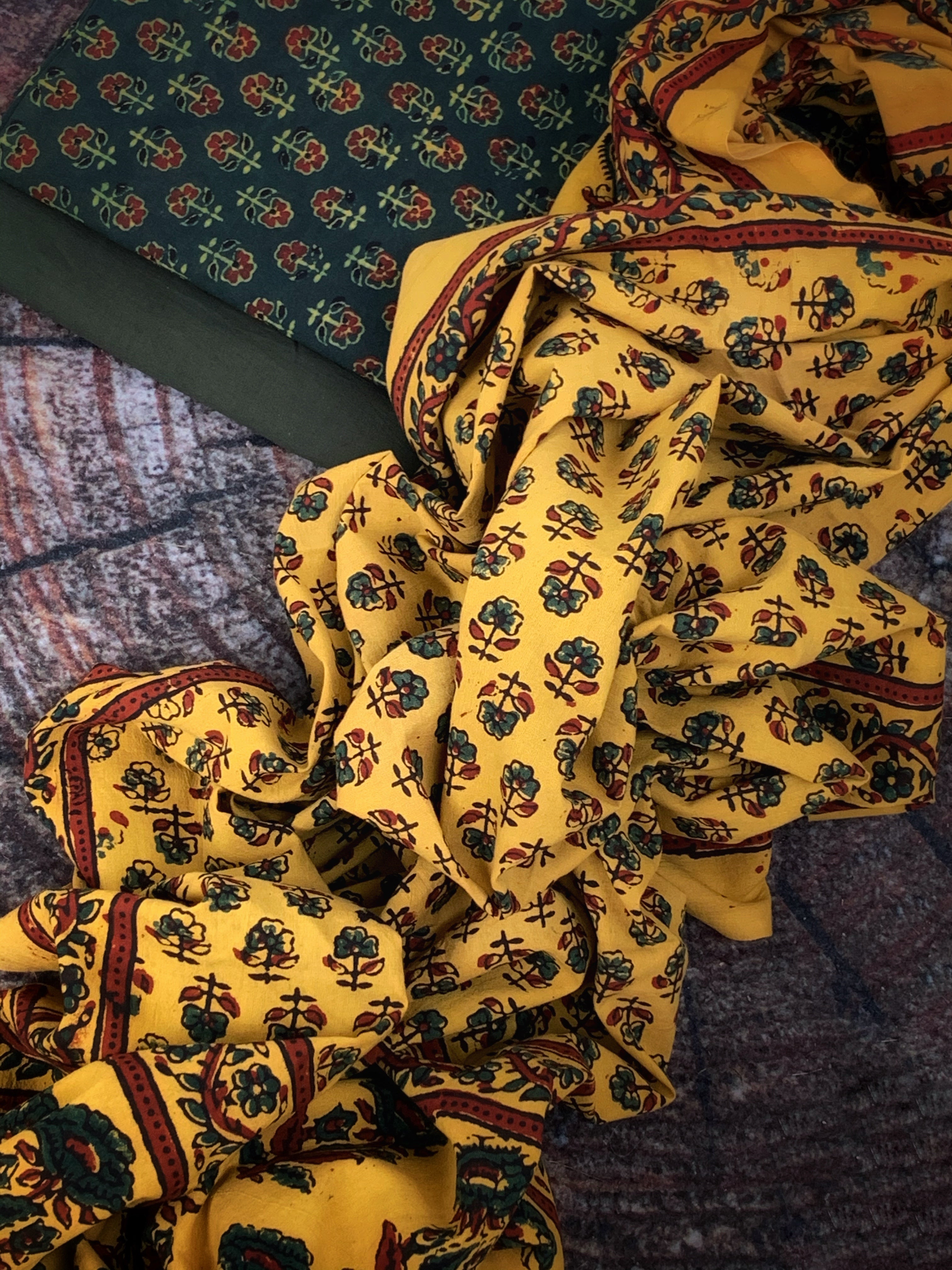 Handblock Ajrakh Cotton Suit