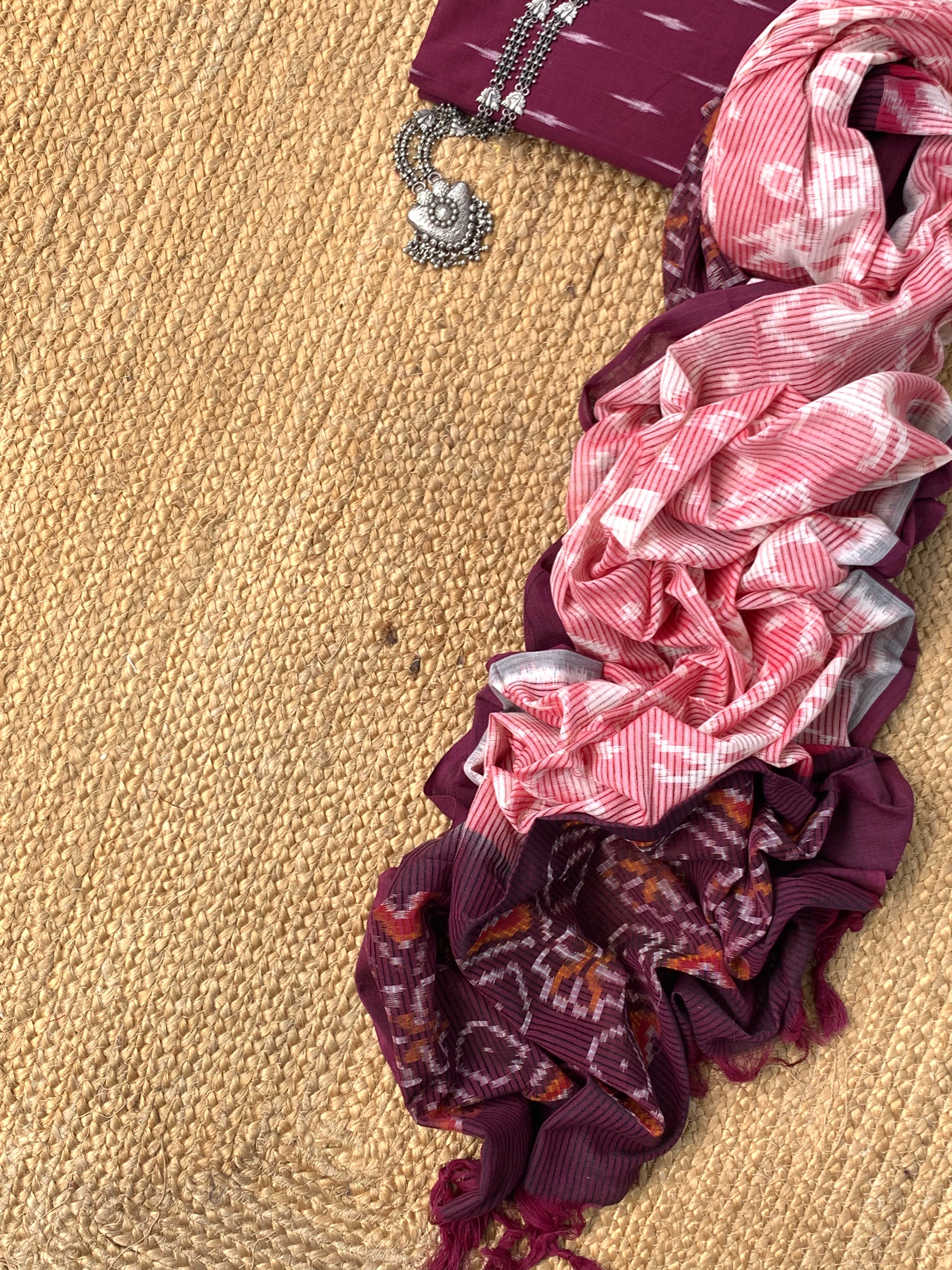 Ikat Weaving Kurta Dupatta Set