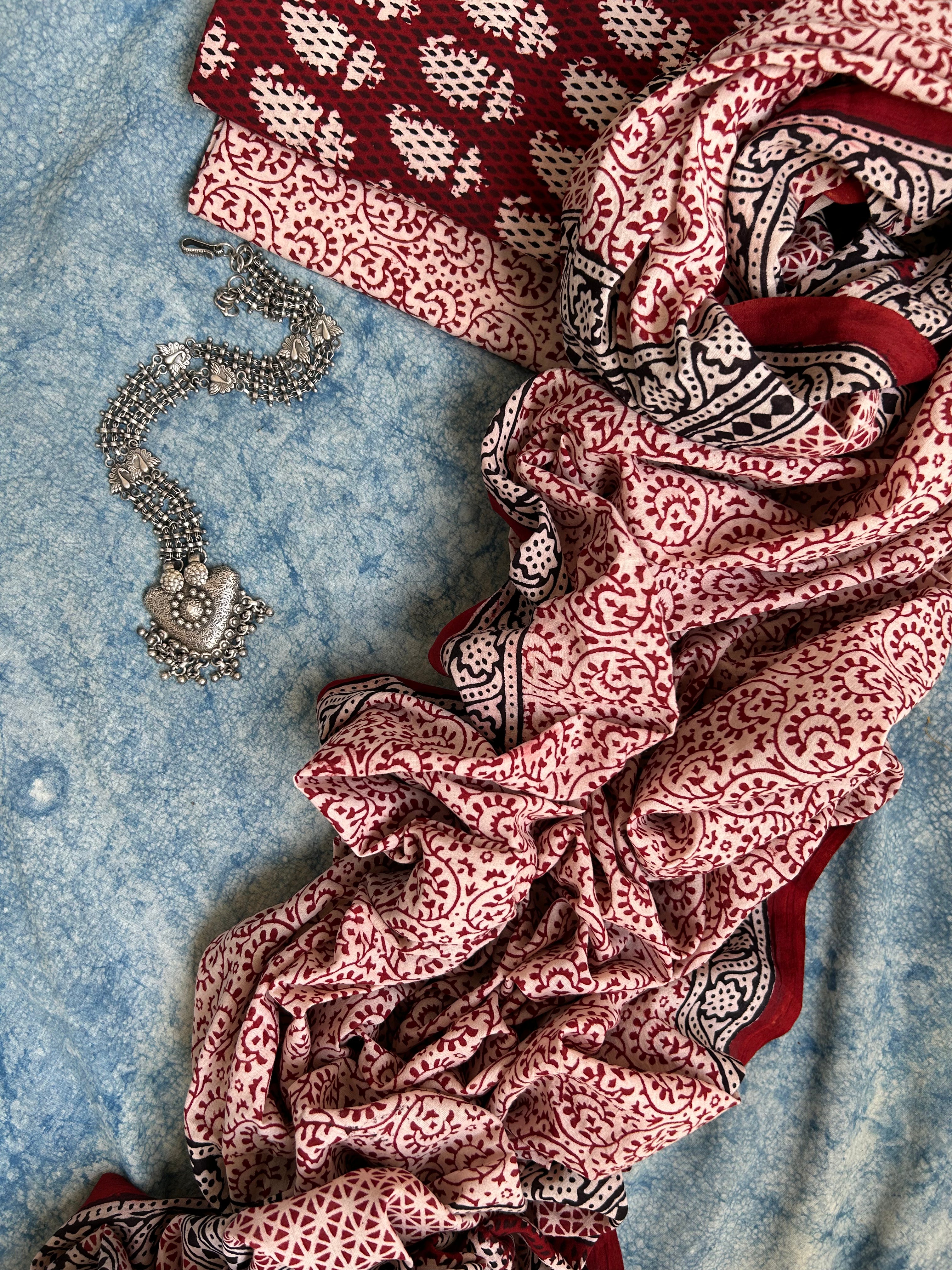 Natural Dyed Bagh Block Print Cotton Suit