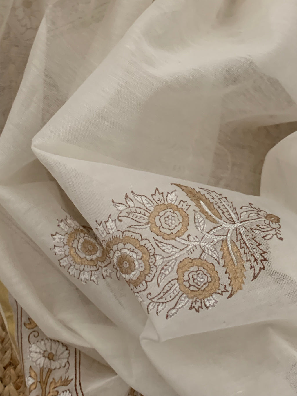 Handblock chanderi suit