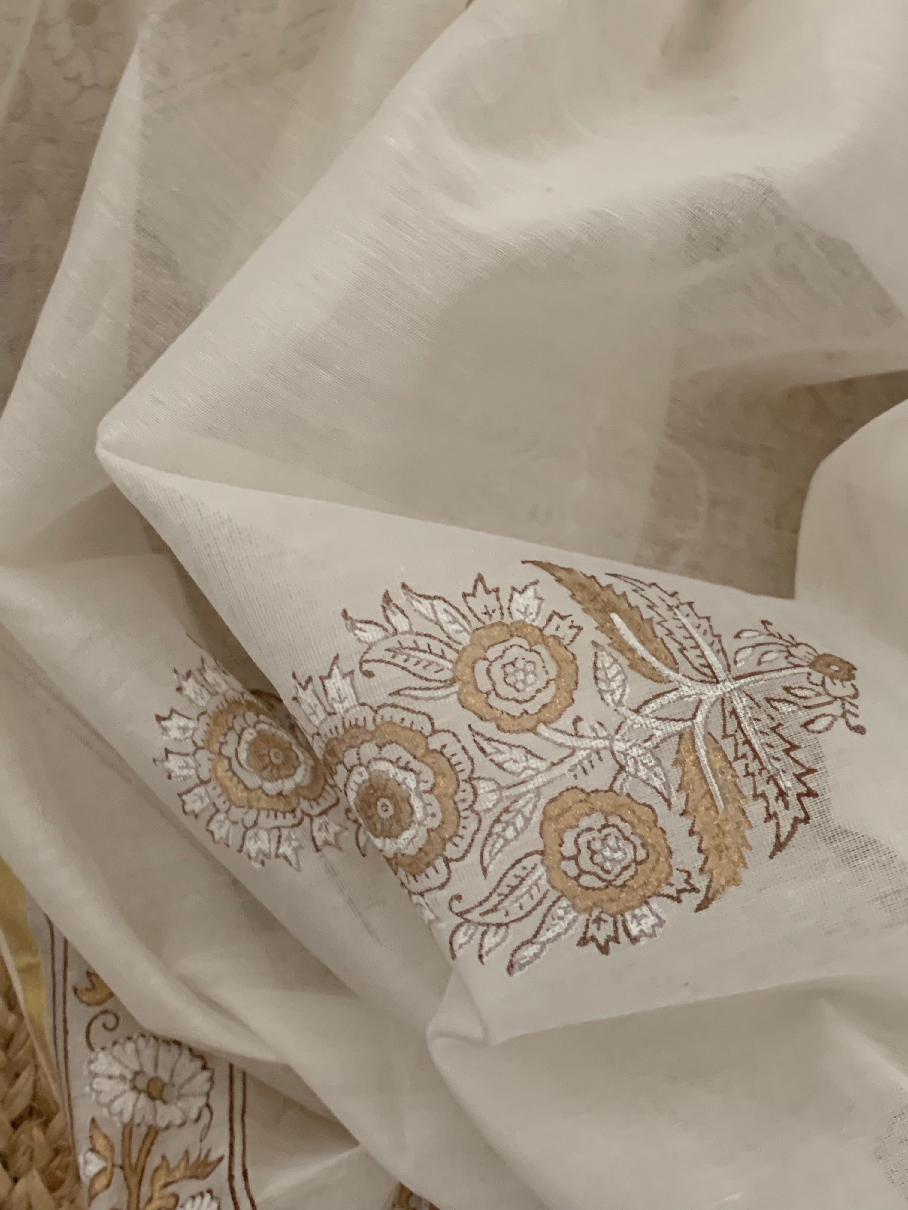 Handblock chanderi suit