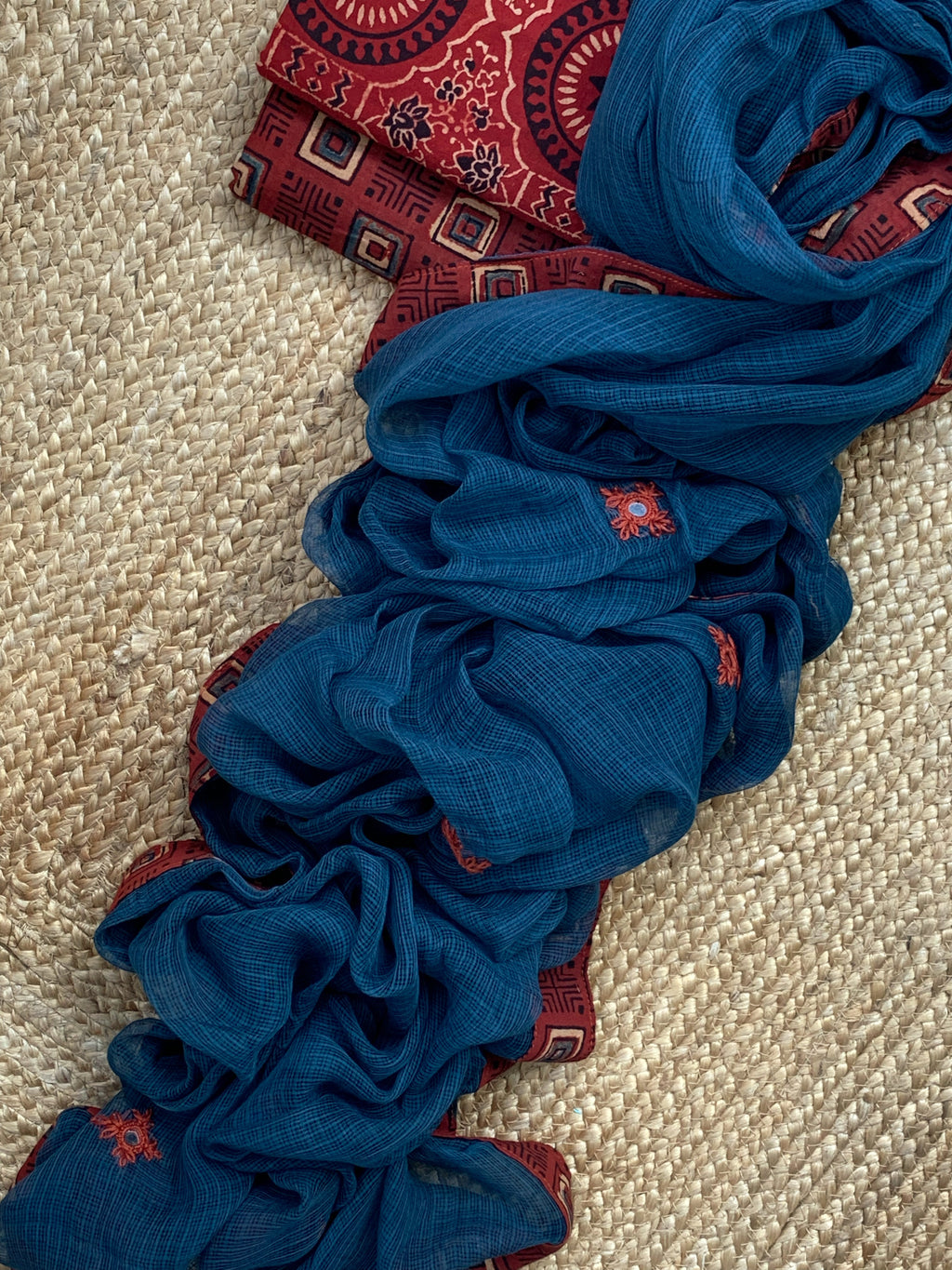 Handblock Ajrakh Cotton Kota Suit