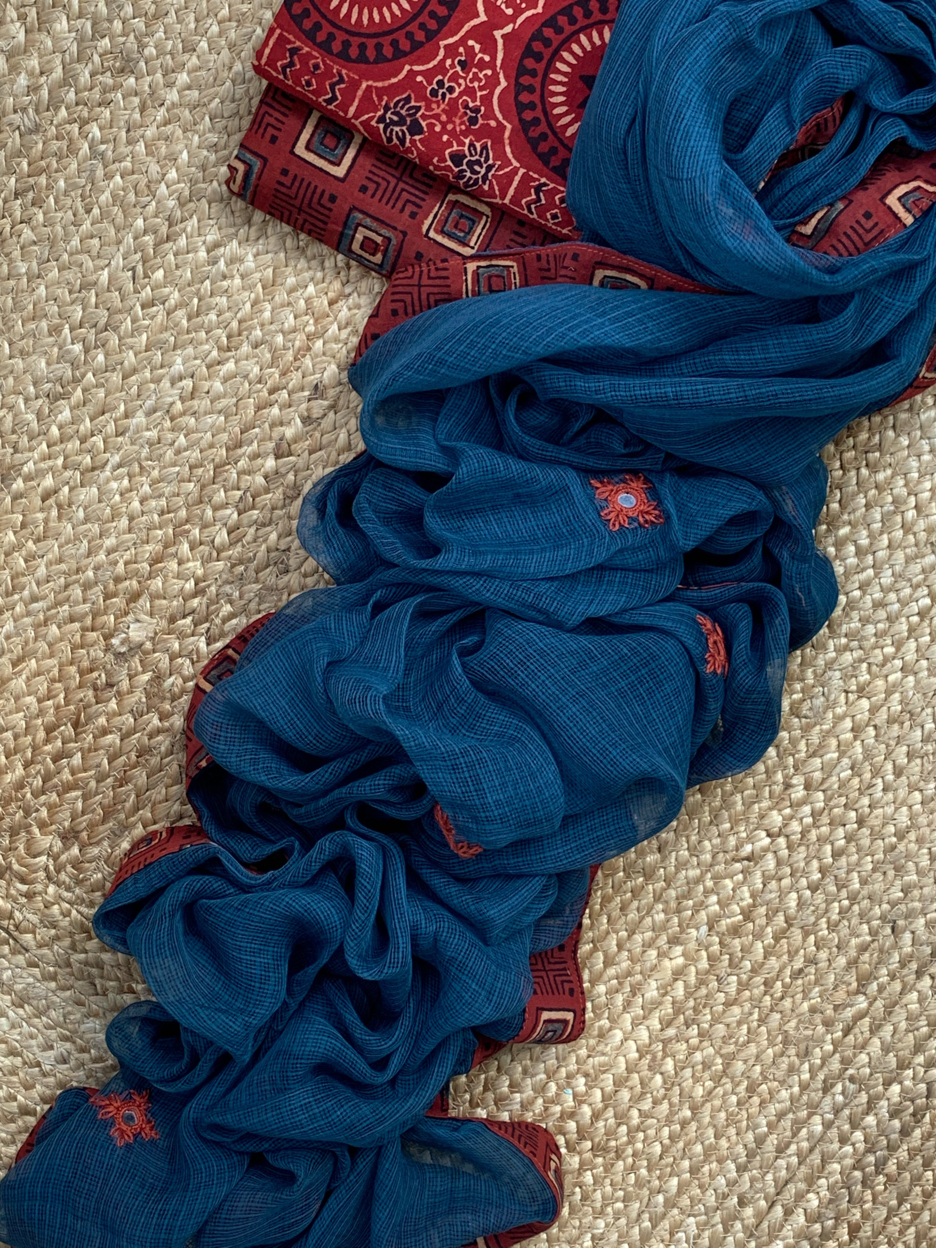 Handblock Ajrakh Cotton Kota Suit