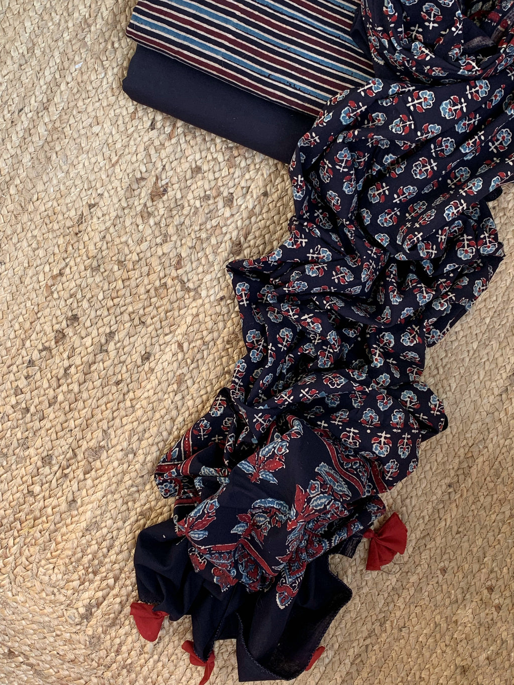Handblock Ajrakh Cotton Suit