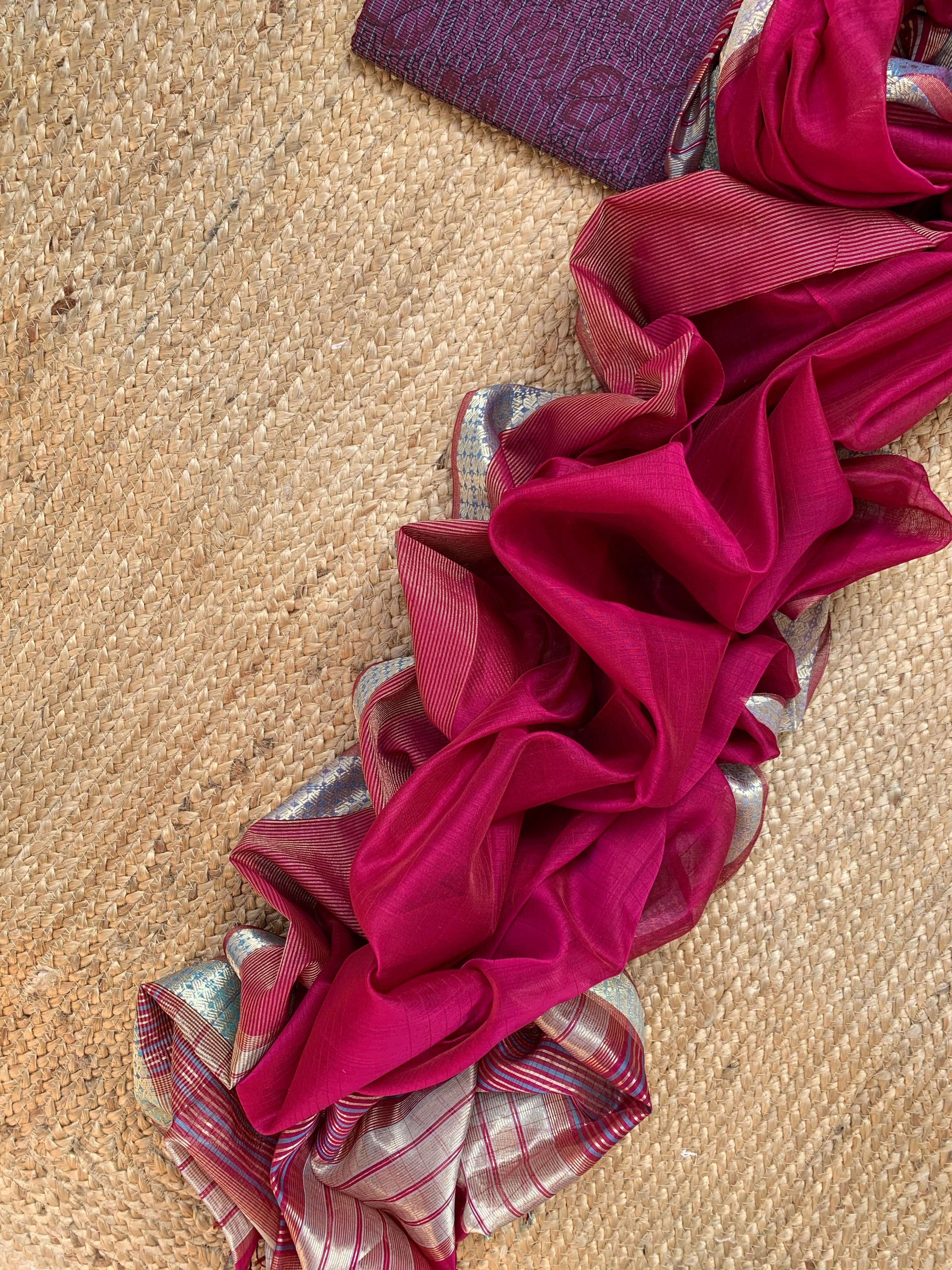 Handwoven Maheshwari Kurta dupatta set
