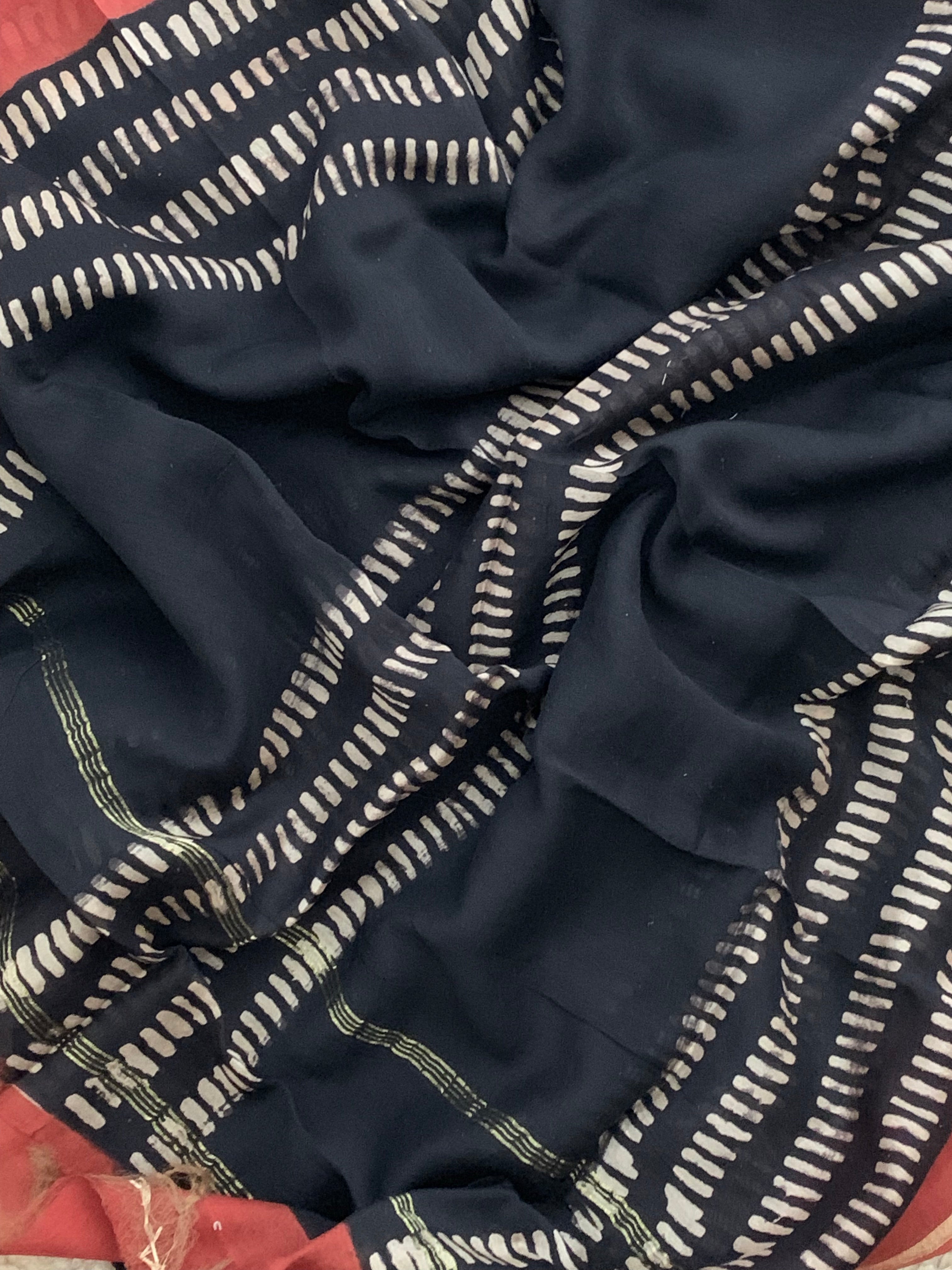 Handblock chanderi suit (Pre-book)