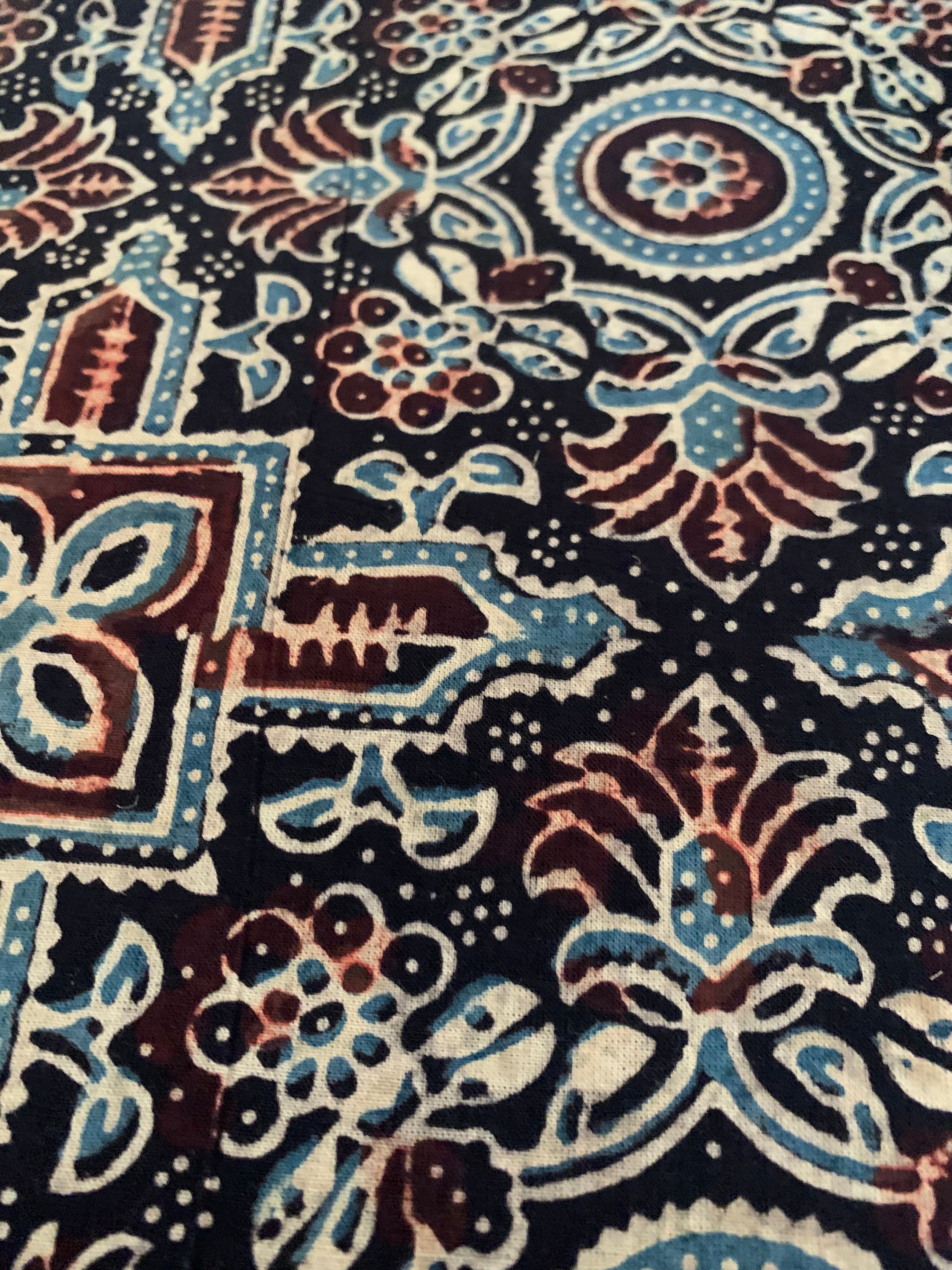 Handblock Ajrakh Cotton Kurta Bottom Set