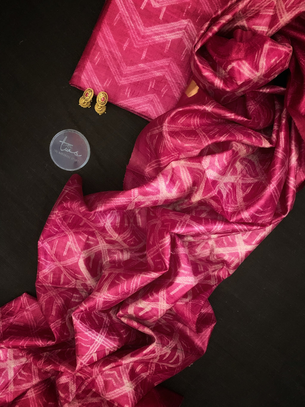 Handwoven & Handmade Tussar Shibori Kurta Dupatta Set