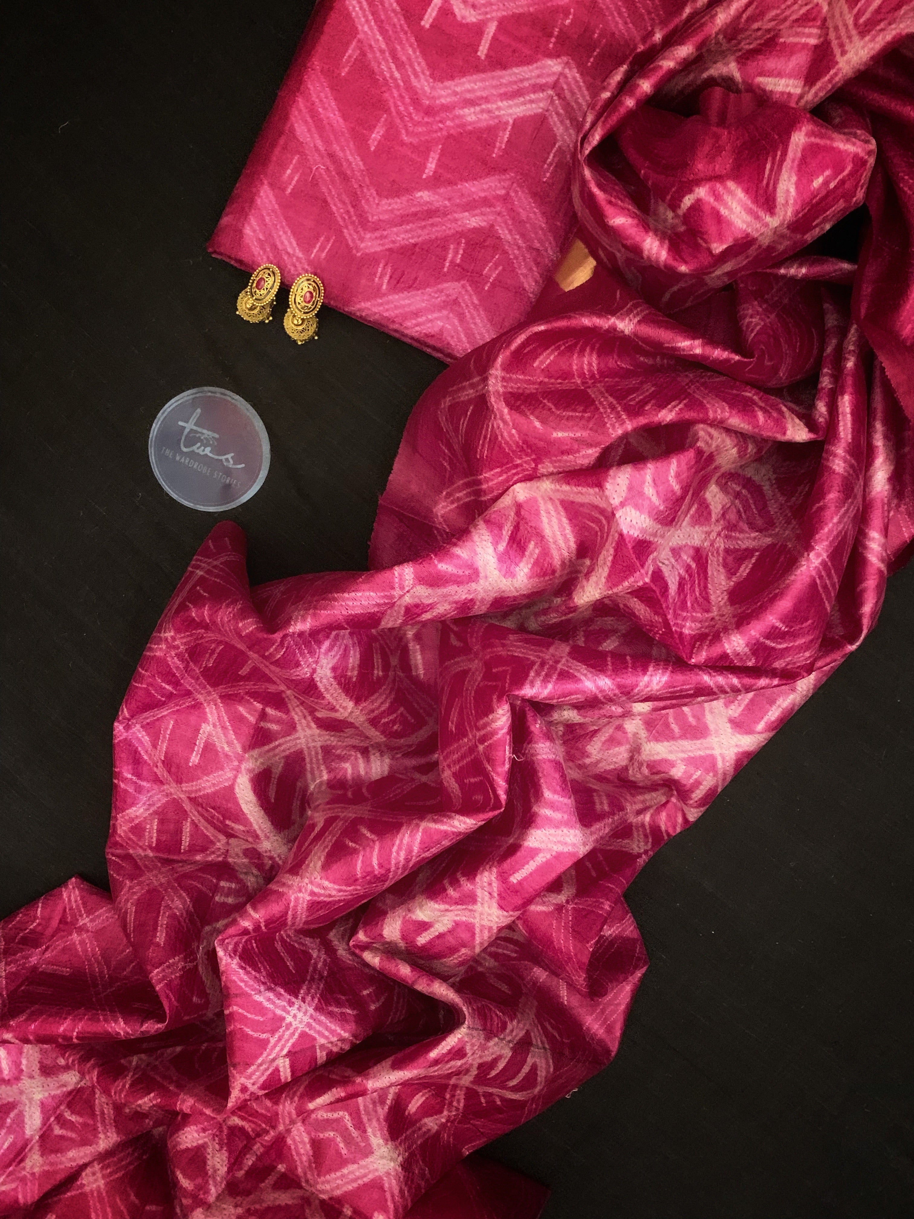 Handwoven & Handmade Tussar Shibori Kurta Dupatta Set