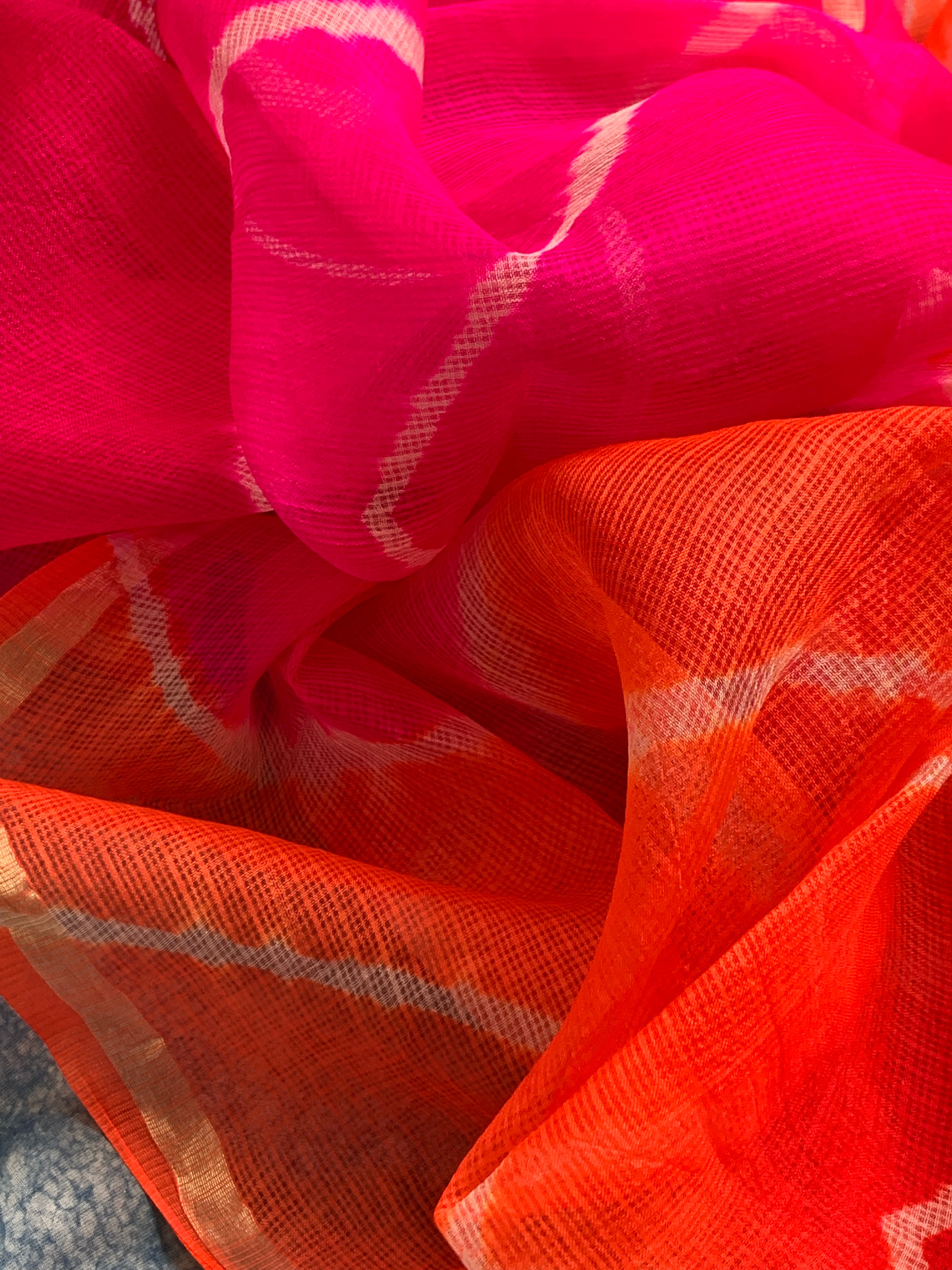 Handcrafted Tie-Dye Silk Kota Doria Dupatta