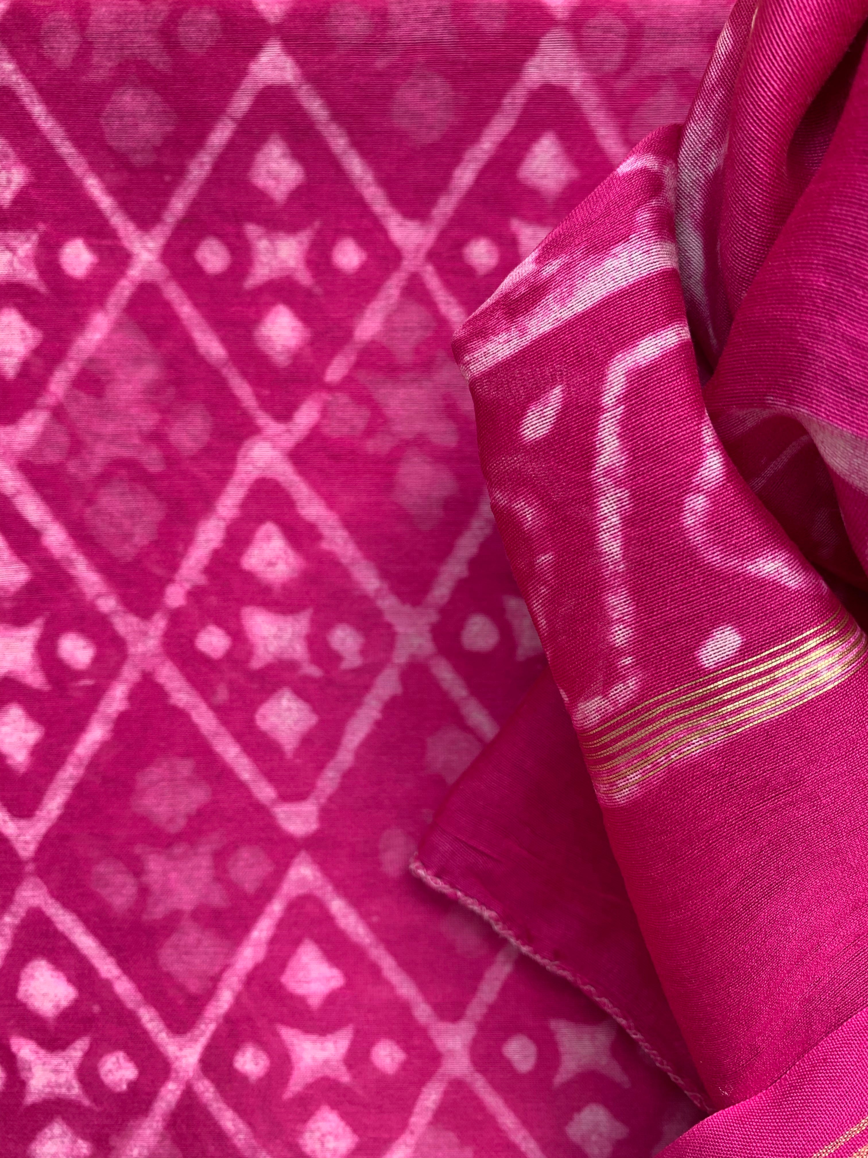Handblock Chanderi Suit