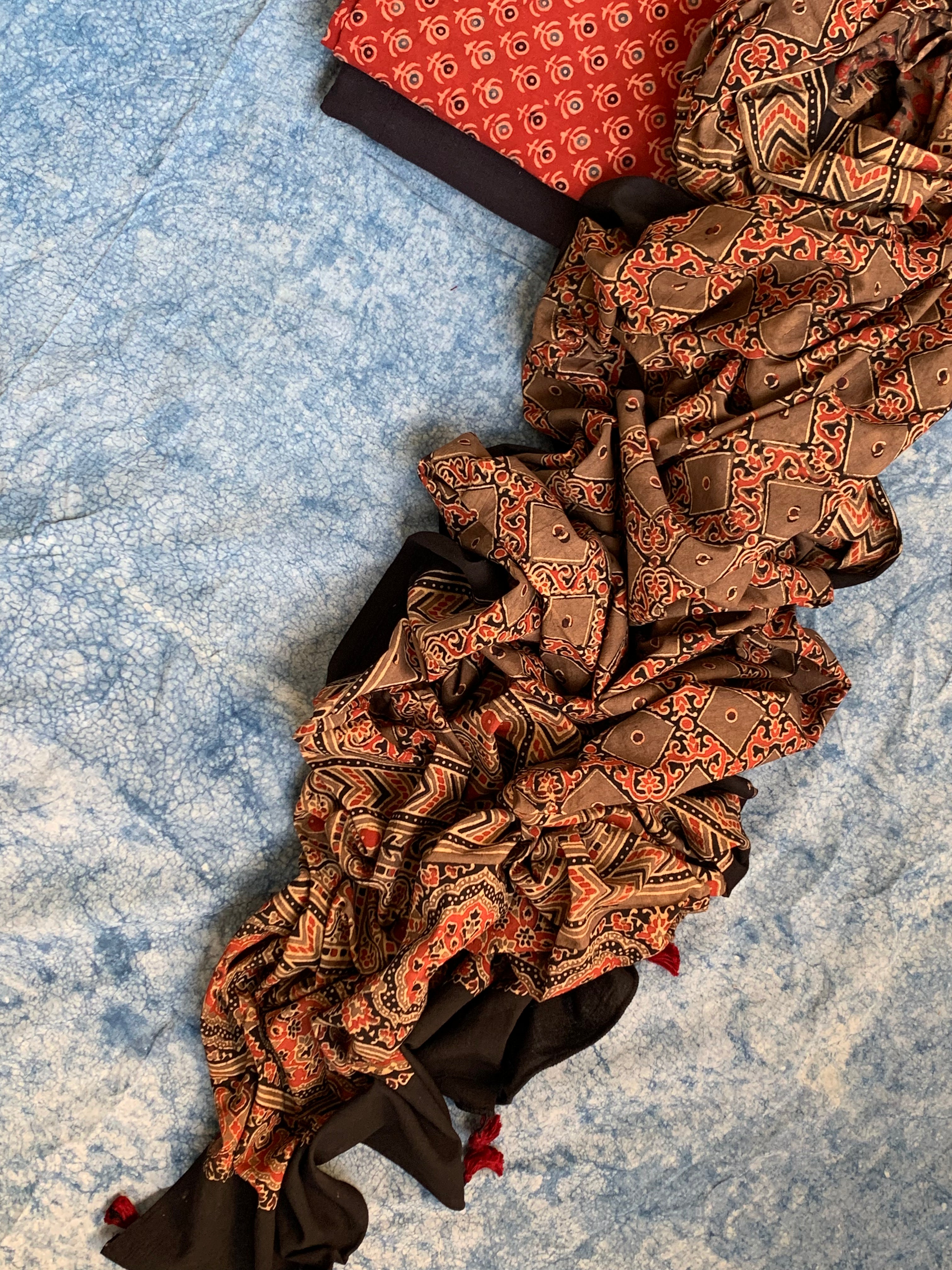 Natural Dyes Handblock Ajrakh Cotton Suit