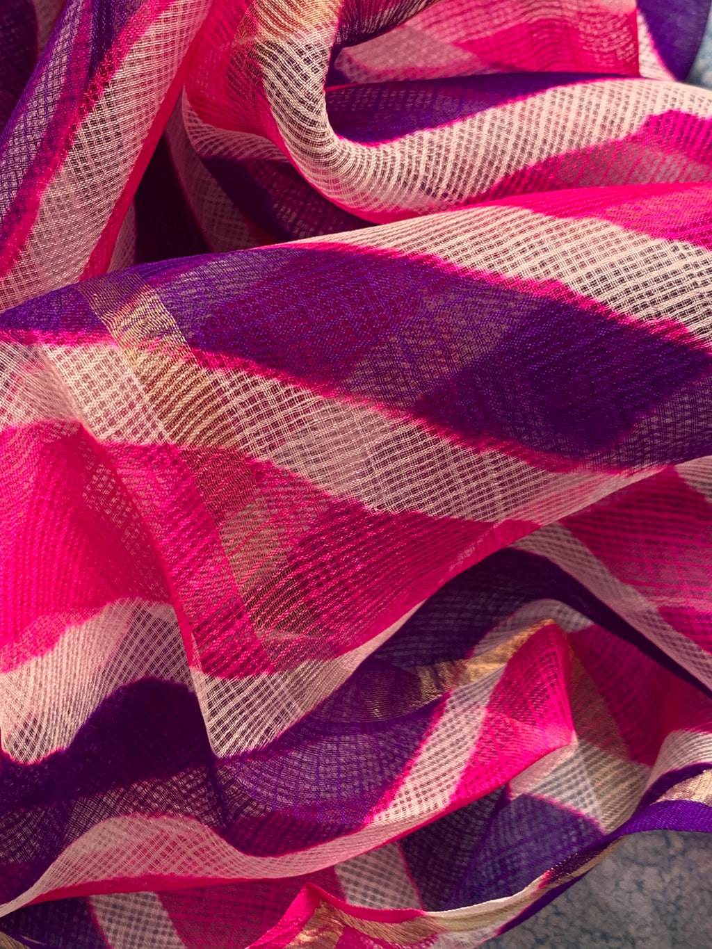 Handcrafted Tie-Dye Silk Kota Doria Dupatta