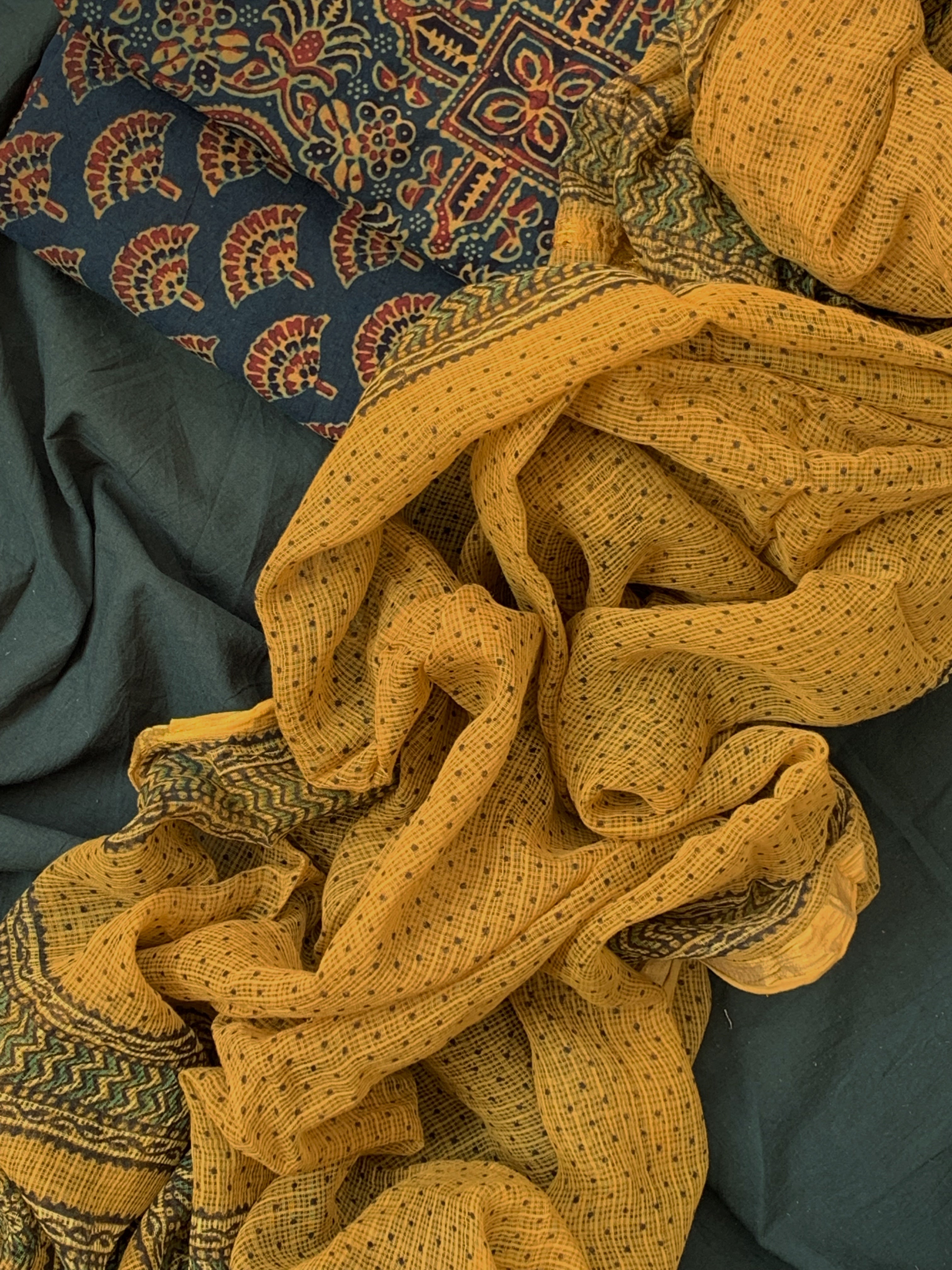 Handblock Ajrakh Cotton Kota Suit