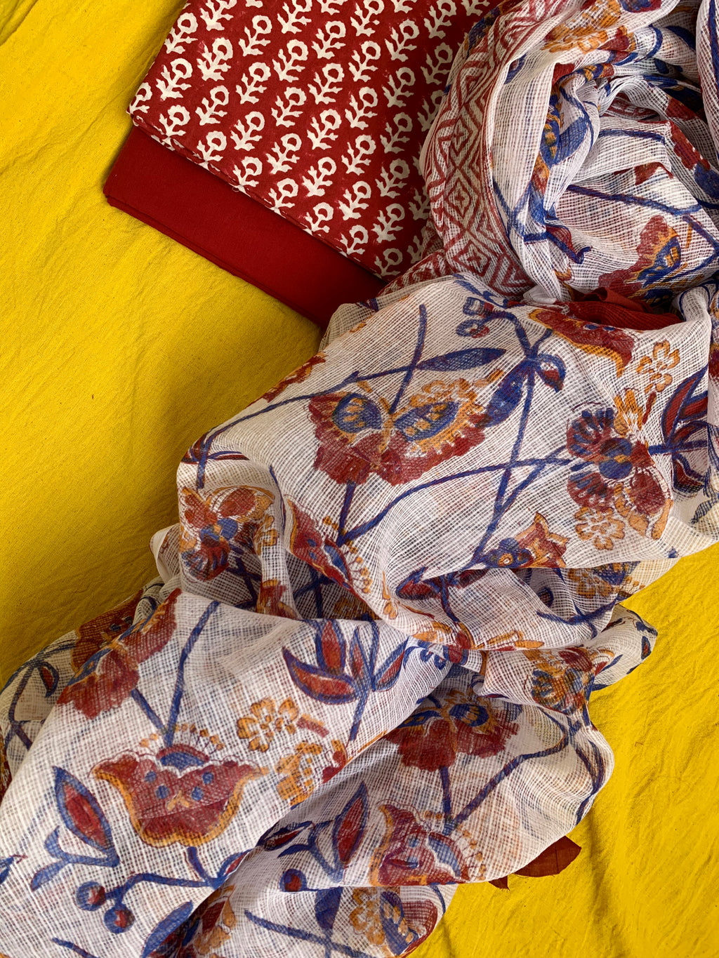 Handcrafted Cotton Kota Dupatta Suit