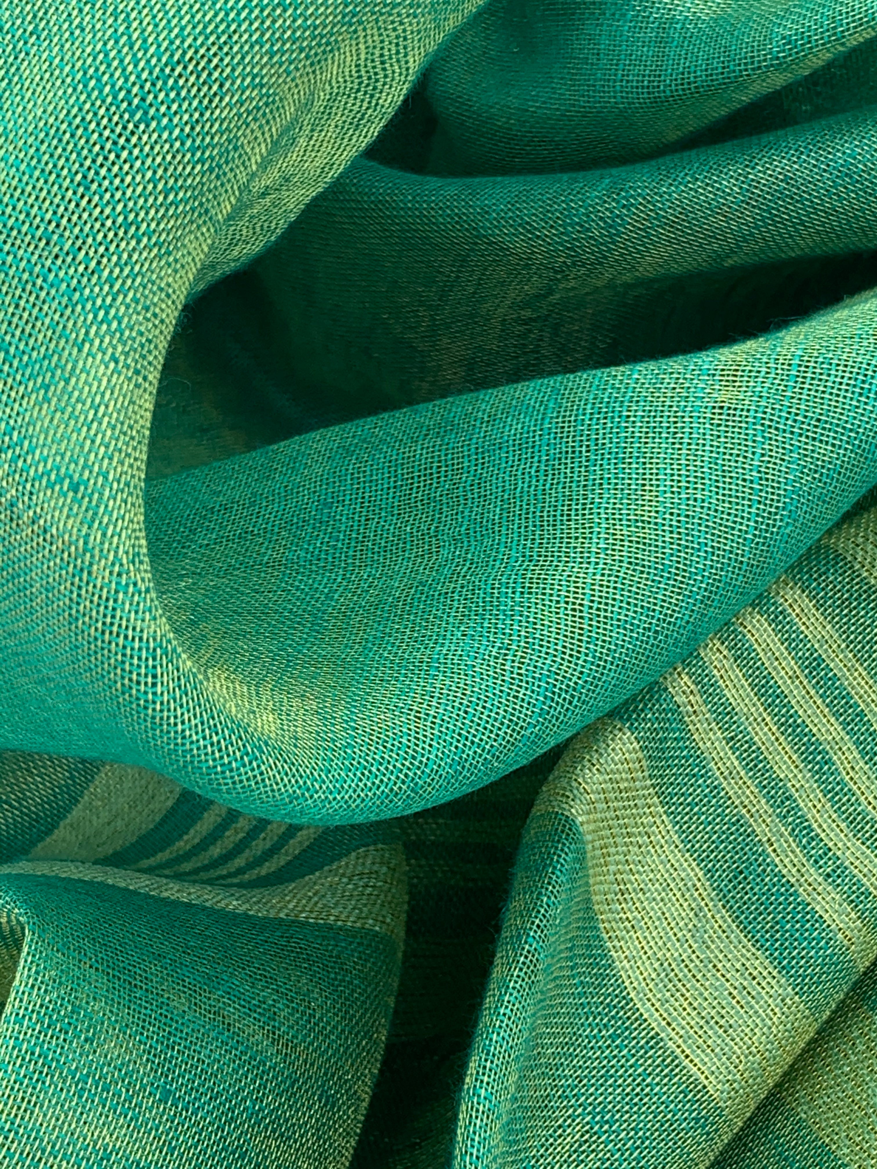 Handcrafted Linen Kurta Dupatta Set - Turquoise Blue Green