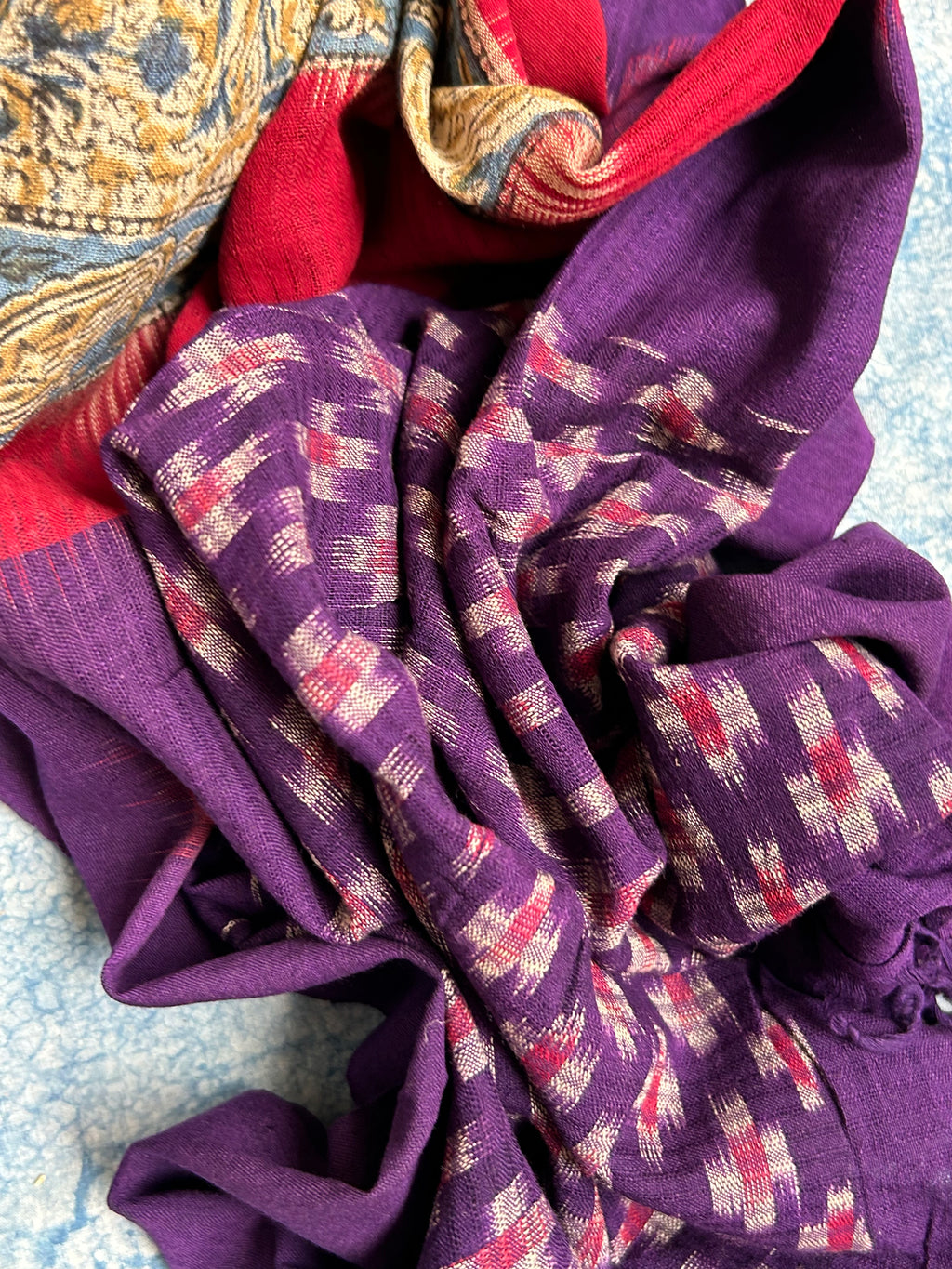 Handwoven Handcrafted Double Ikat Kalamkari Kurta Dupatta Set
