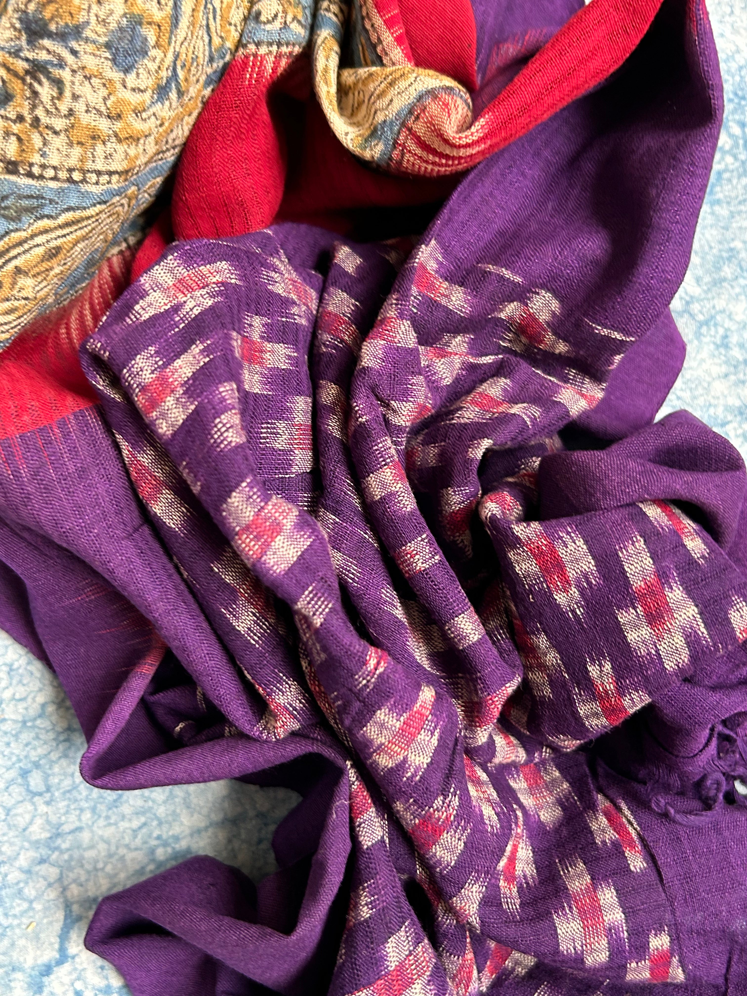 Handwoven Handcrafted Double Ikat Kalamkari Kurta Dupatta Set