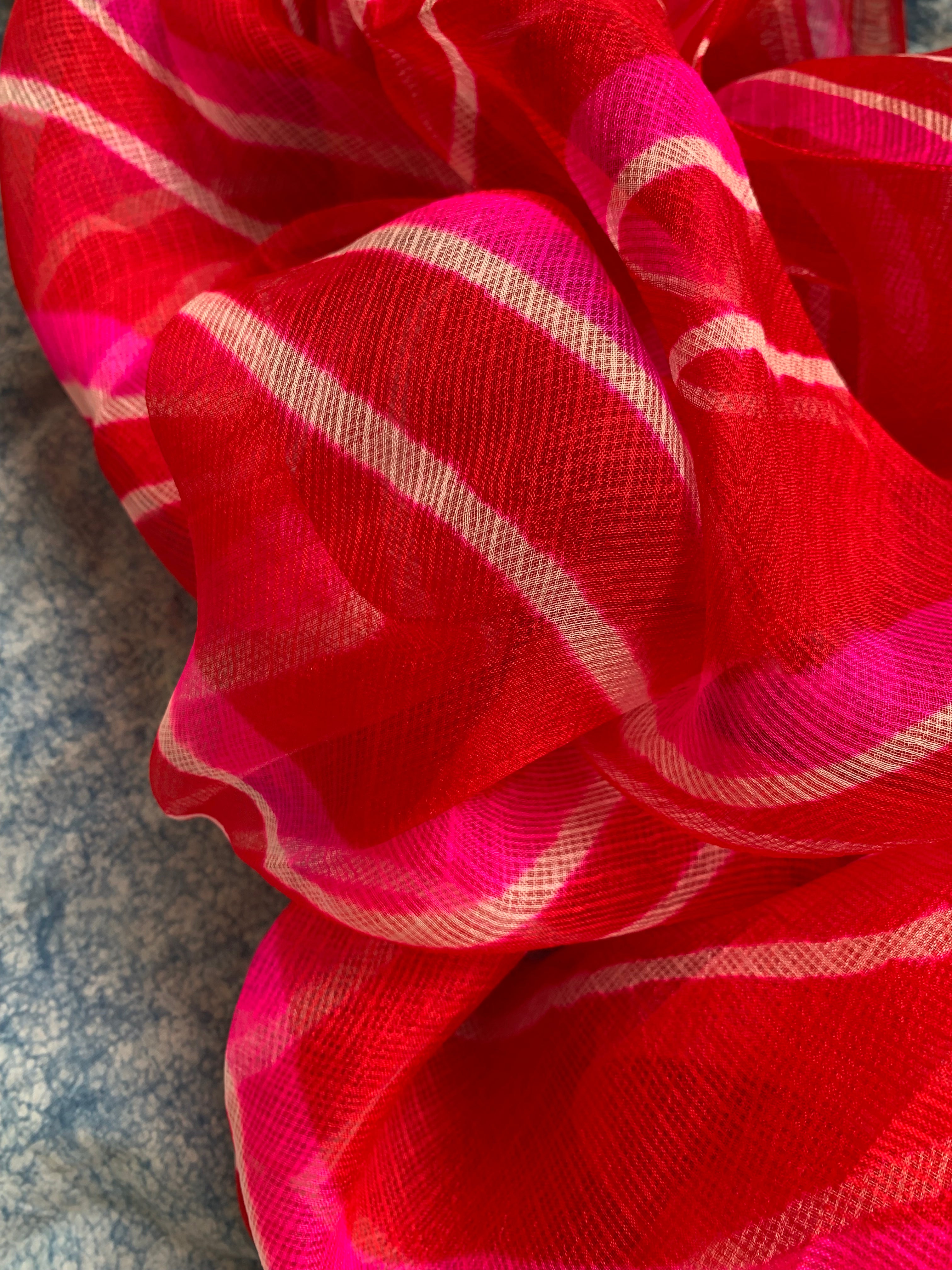 Handcrafted Tie-Dye Silk Kota Doria Dupatta