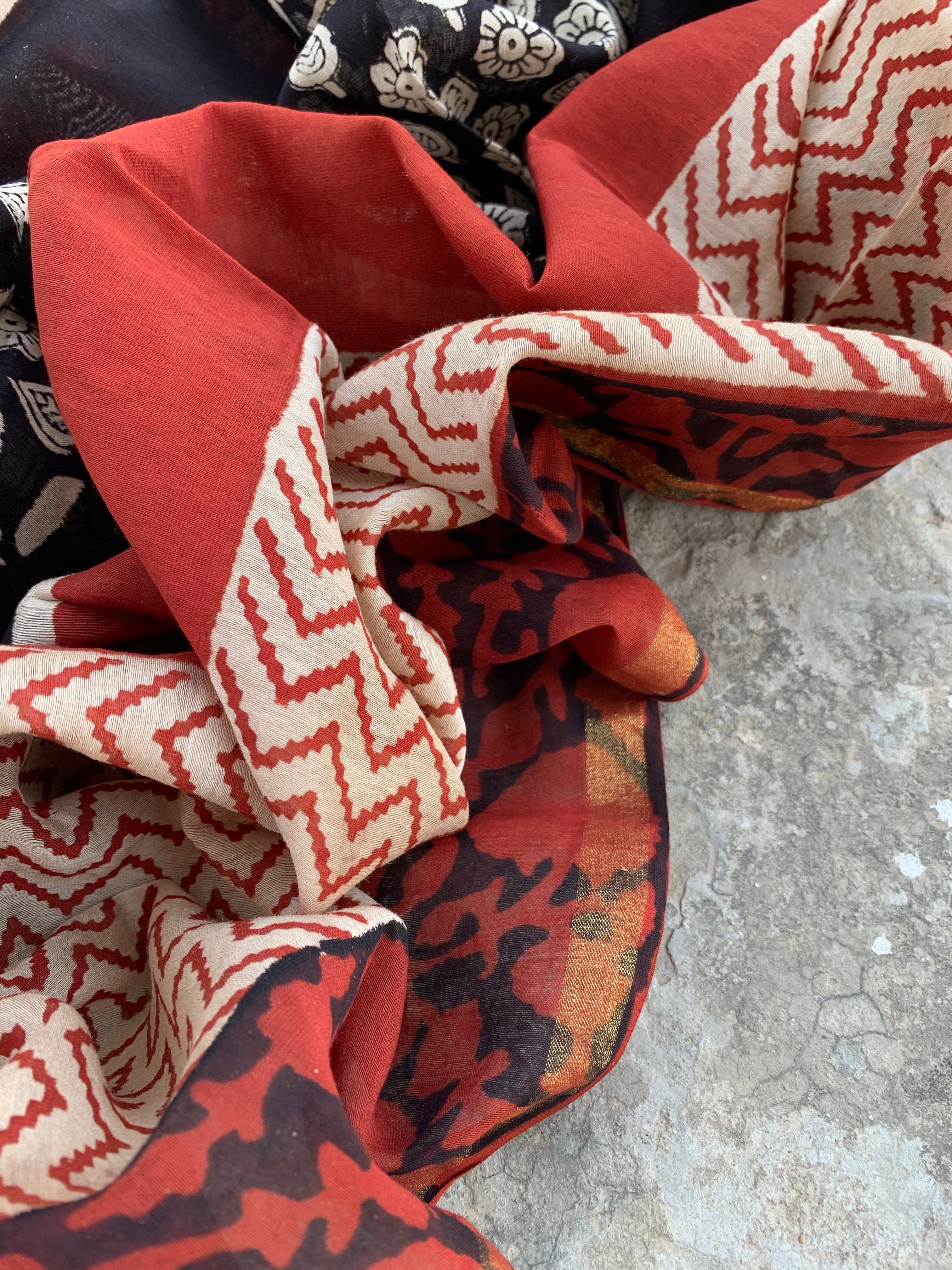 Handblock chanderi suit